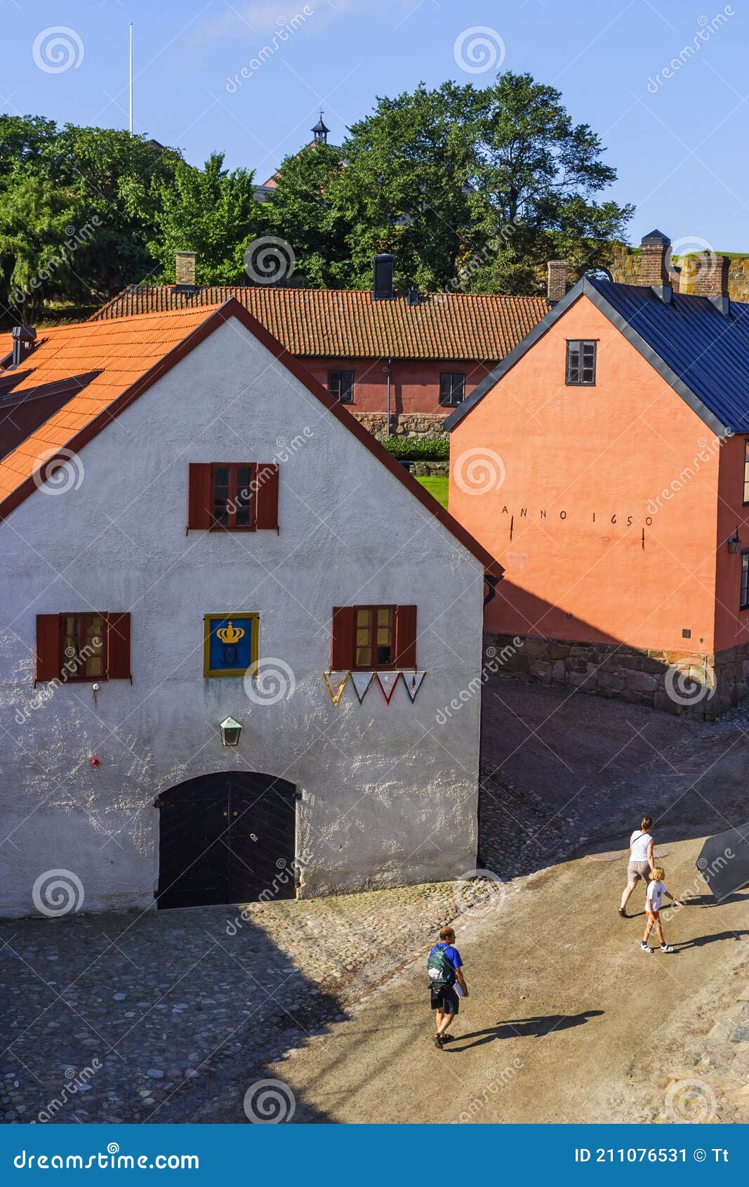 Old Houses in a Historic Setting in Varberg, Sweden Editorial Photo