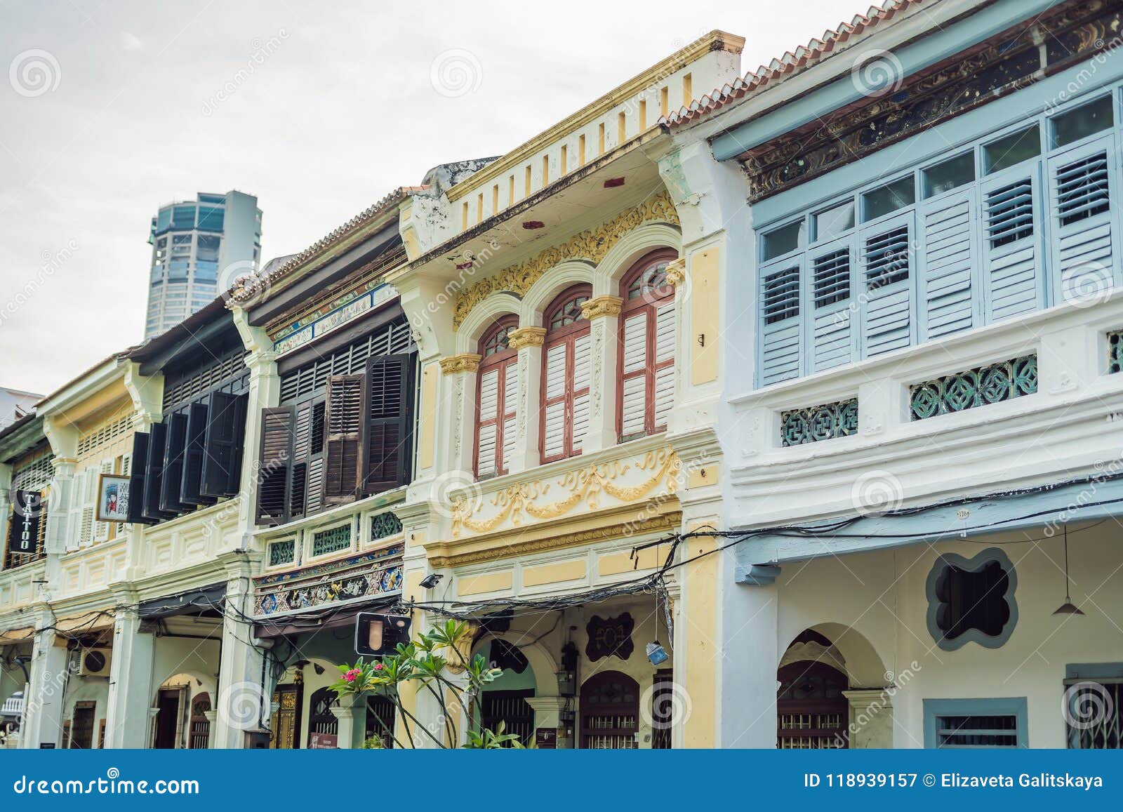 Old Houses in the Old Town of Georgetown, Penang, Malaysia Editorial