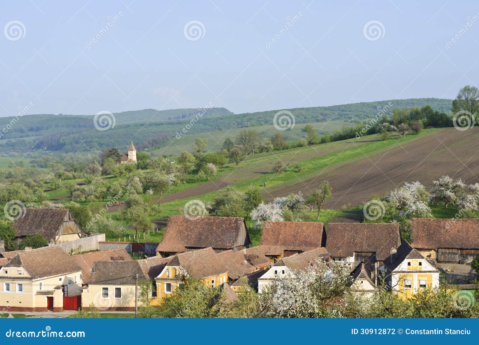 Old Houses in a Village in Transylvania Stock Photo - Image of blue ...