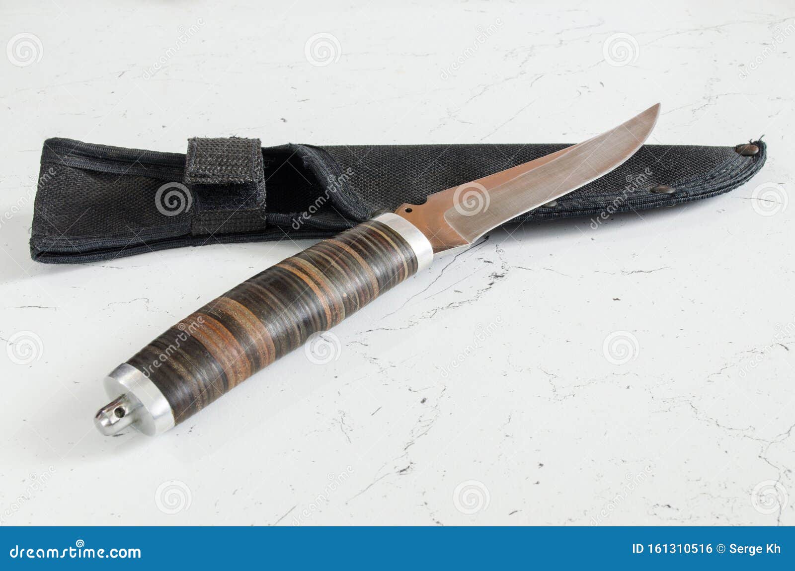 Hunting Knife Lying on a Case Stock Photo Image of metal, sheath 161310516
