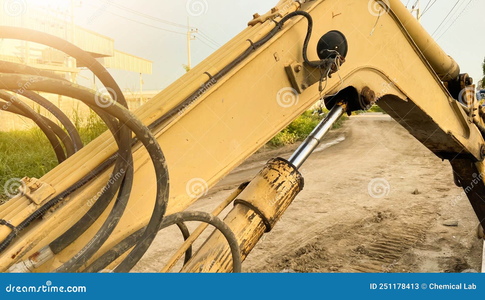 Old Hydraulic Cylinder of Backhoe in Factory Stock Image Image of