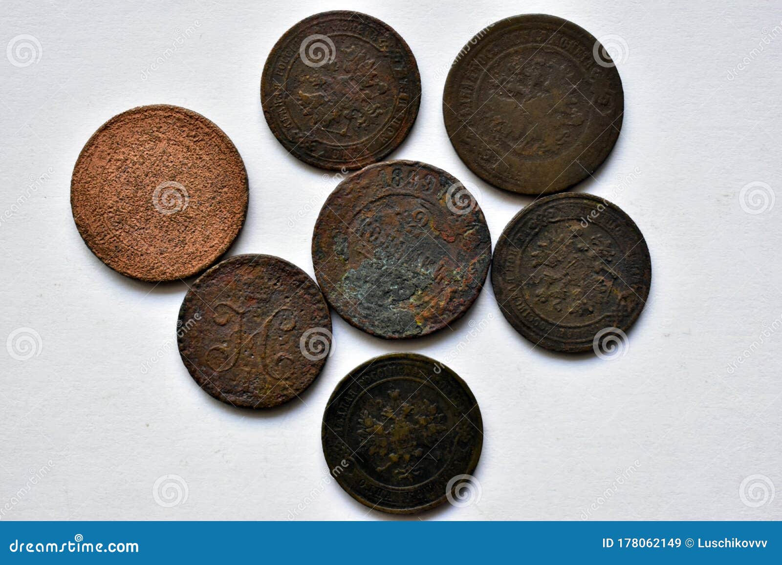 Old Imperial Russian Coins On A White Background ...