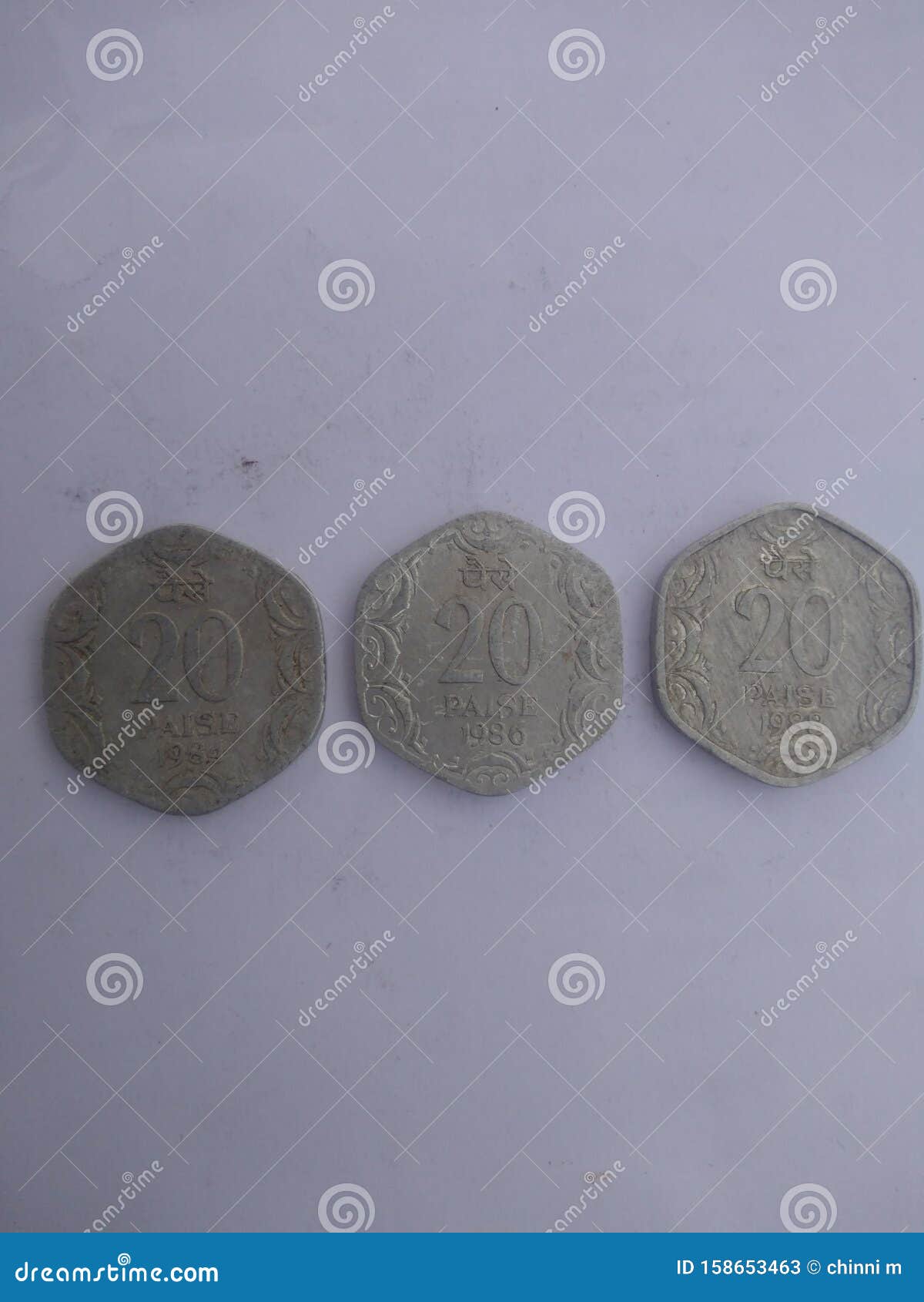 old indian coin for twety paises with different years