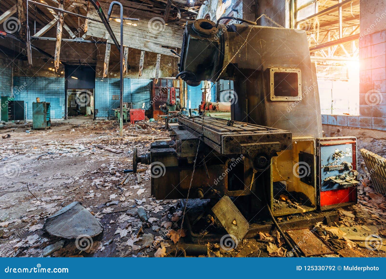 Old Industrial Machine Tools in Rusty Metal Equipment in
