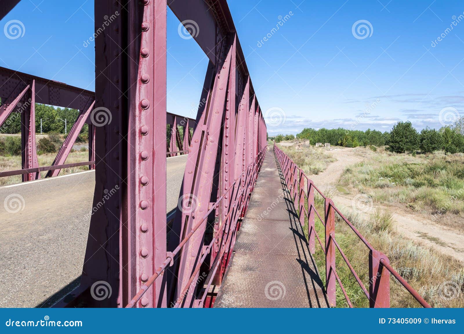 Old Iron Bridge Over the River Esla Stock Image Image of metallic