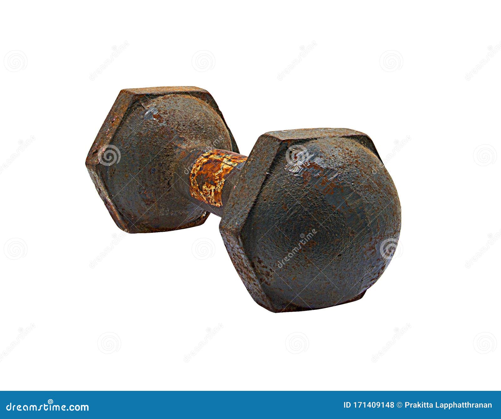 Old Iron Dumbbells and Rusted Isolated on White Stock Photo Image of