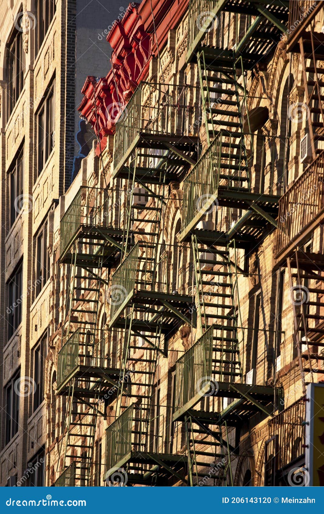 Old Iron Fire Escape Rescue Ladders At Old Houses Stock Photo Image