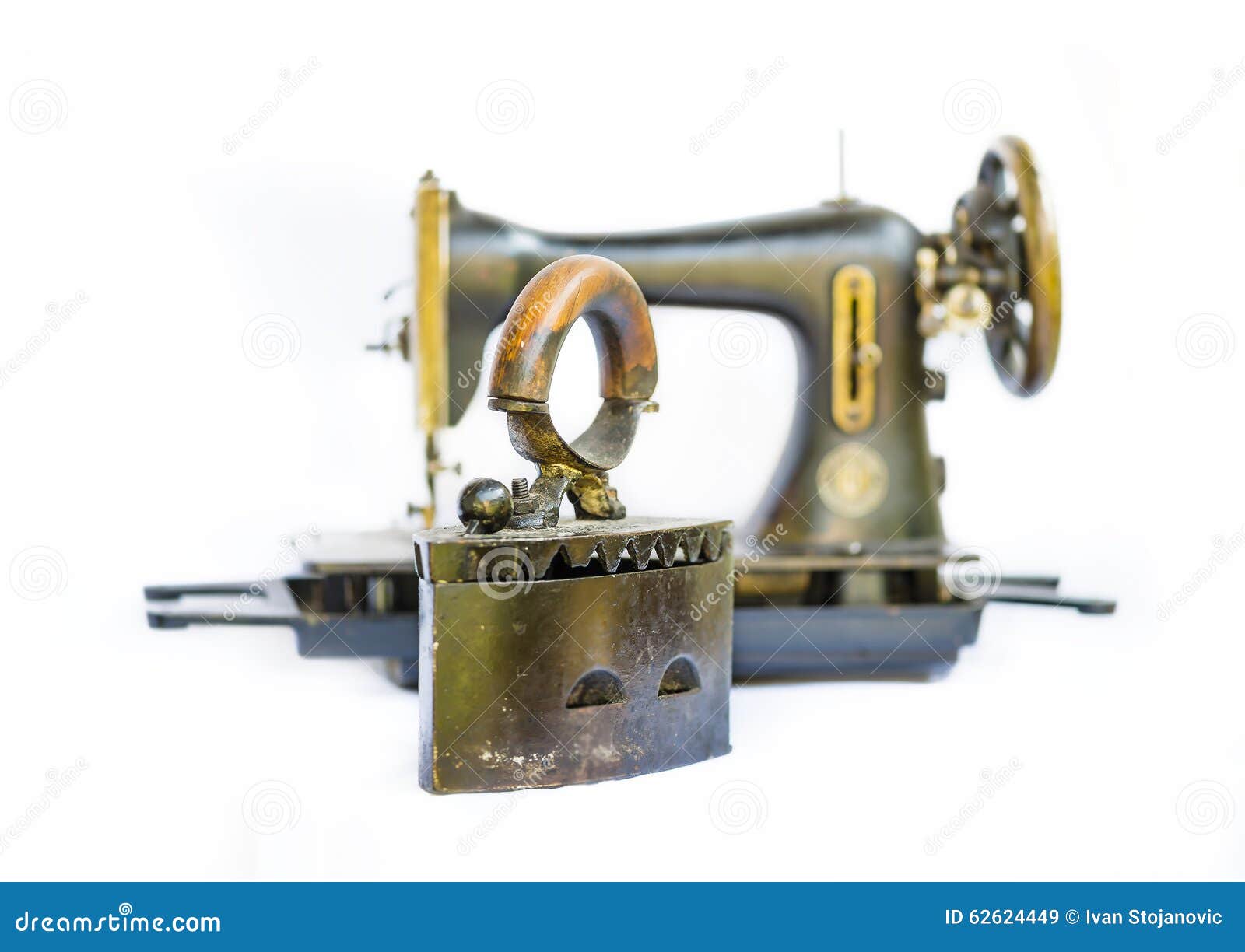 Old Iron and Sewing Machine Still Life Stock Image Image of housework