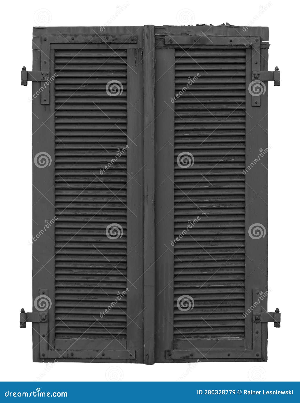 old  monochrom shutter against white background