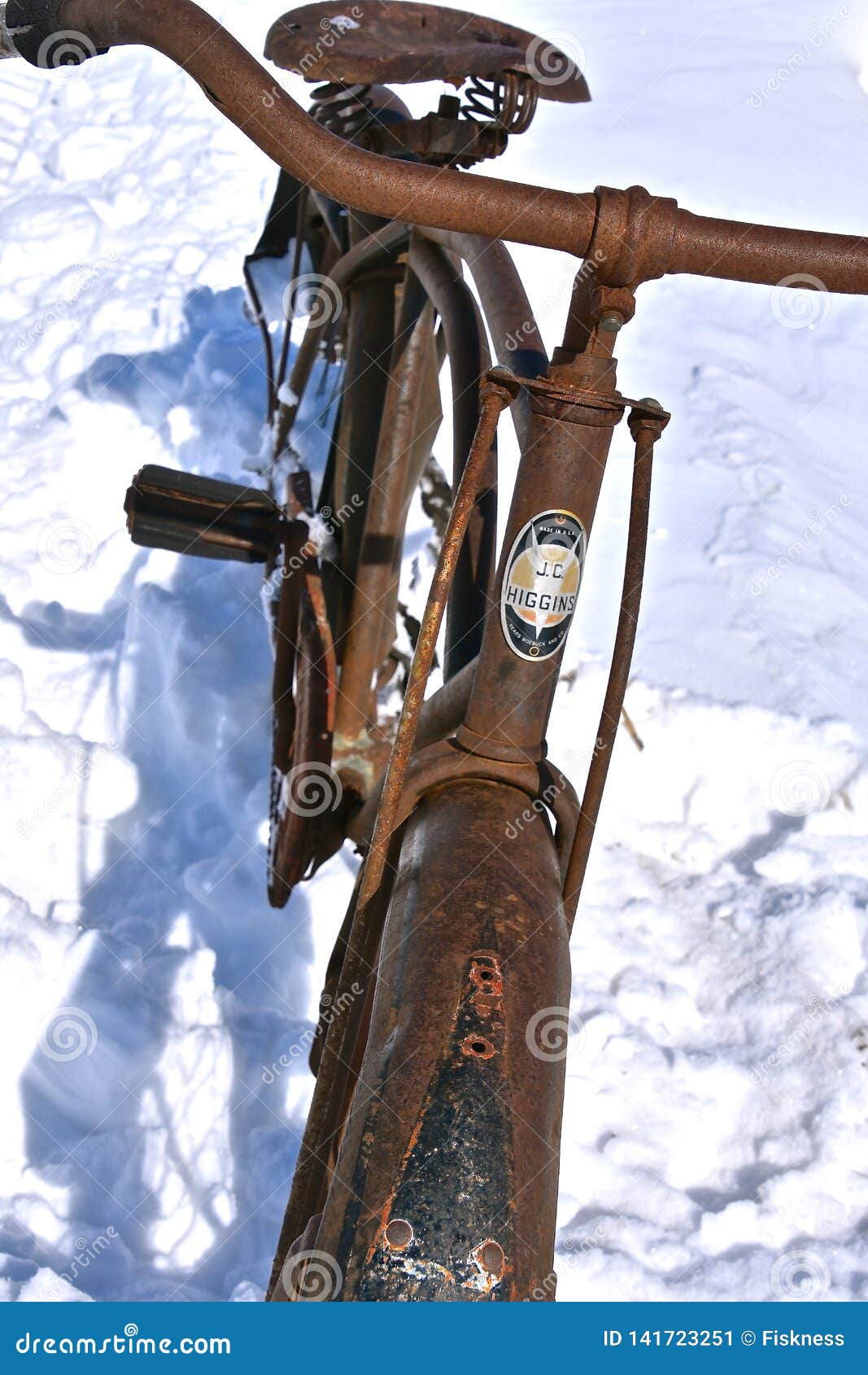 Old J C Higgins Bicycle In The Snow Editorial Photo Image Of Logo Bars