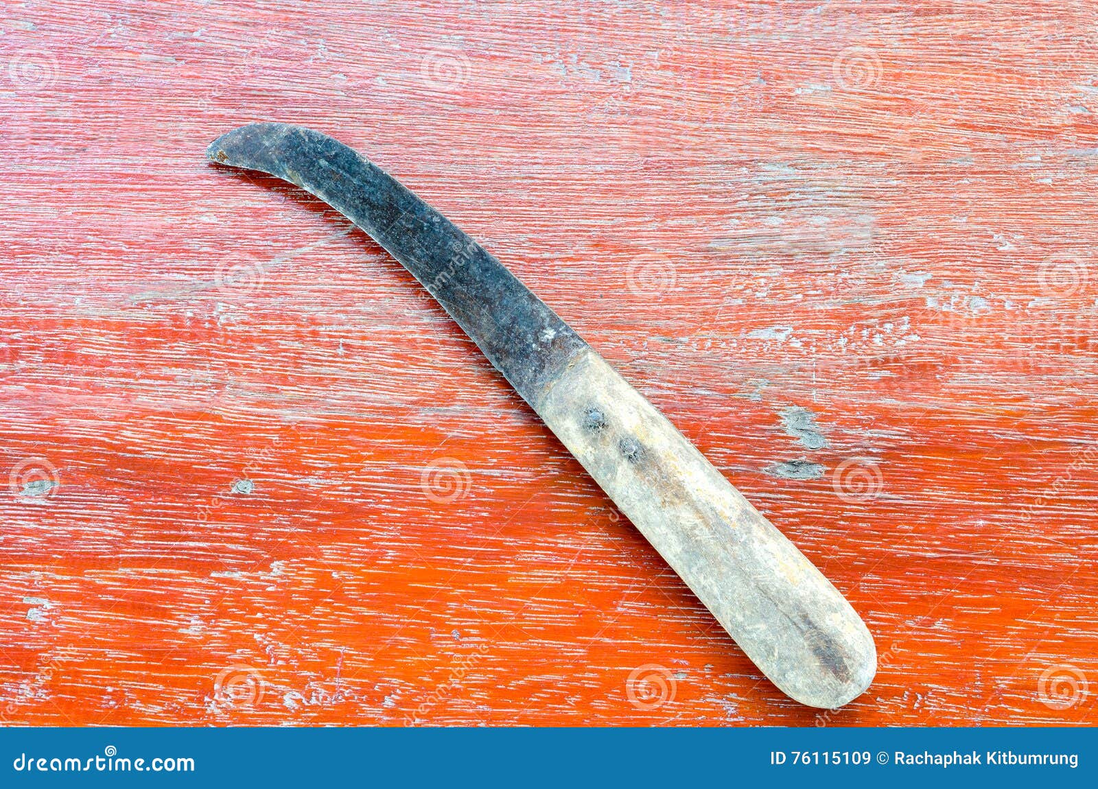 An Old Knife with Wooden Handle Used To Use in the Kitchen Stock Image
