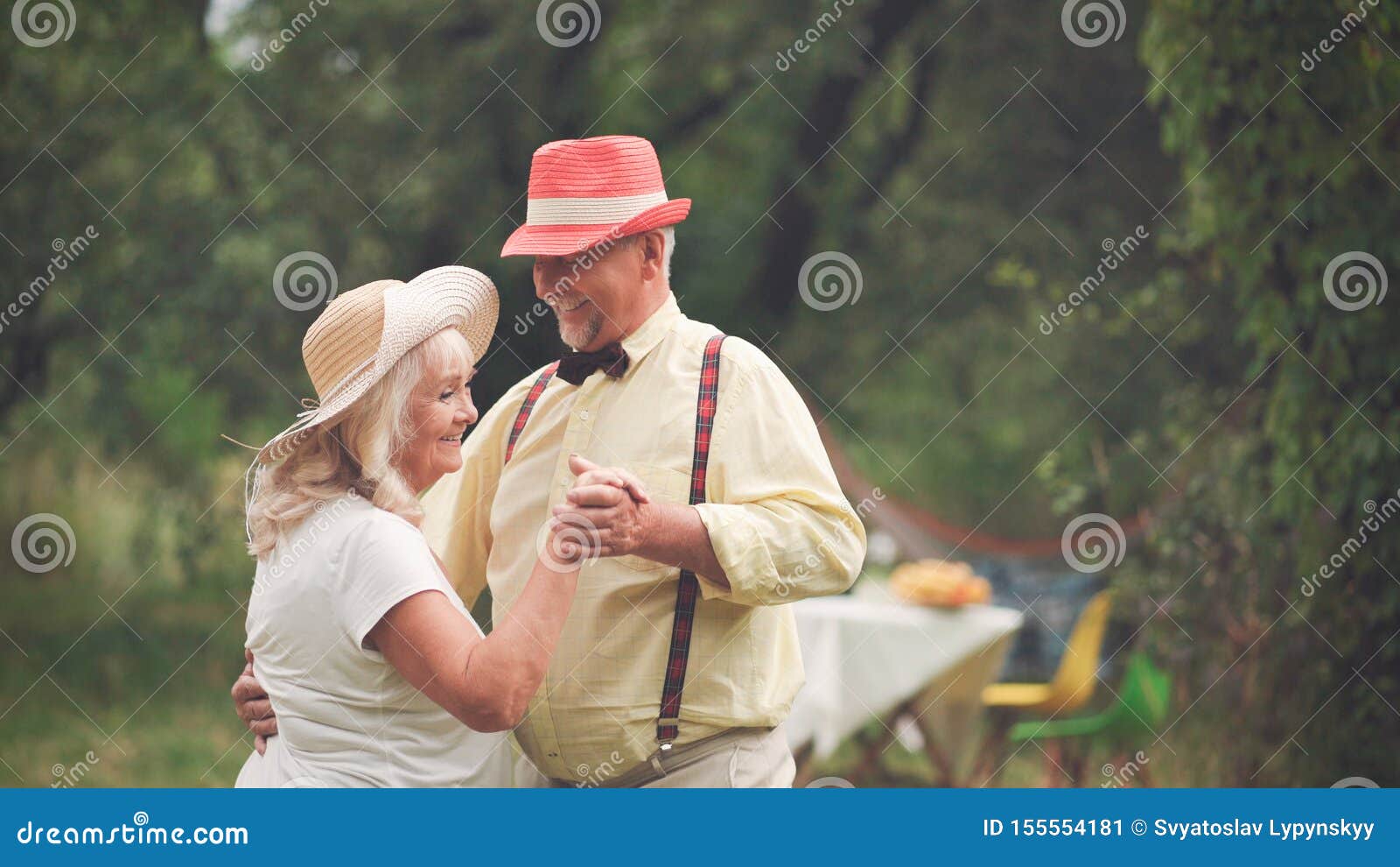 The Old Lady and Gentleman Dancing in the Garden7 Stock Image - Image ...