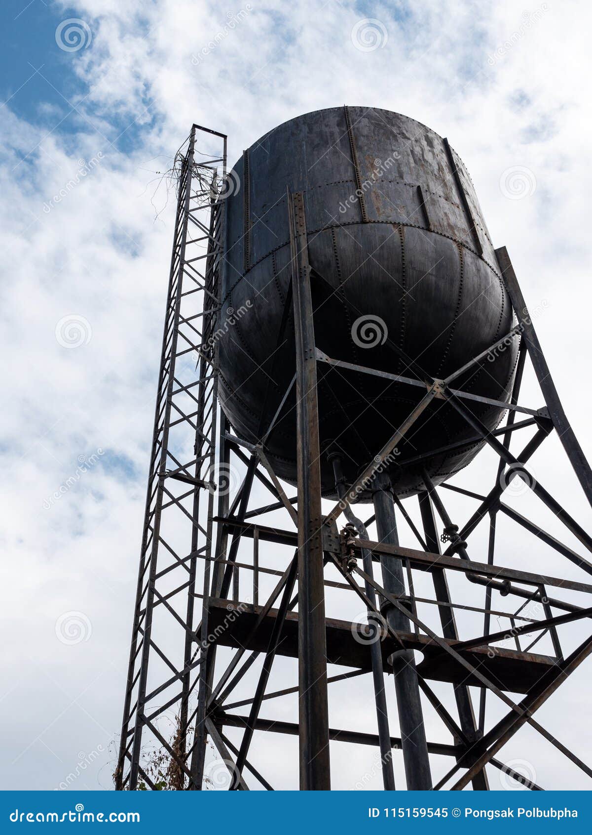Old large water tank. stock image. Image of rusted, clouds 115159545