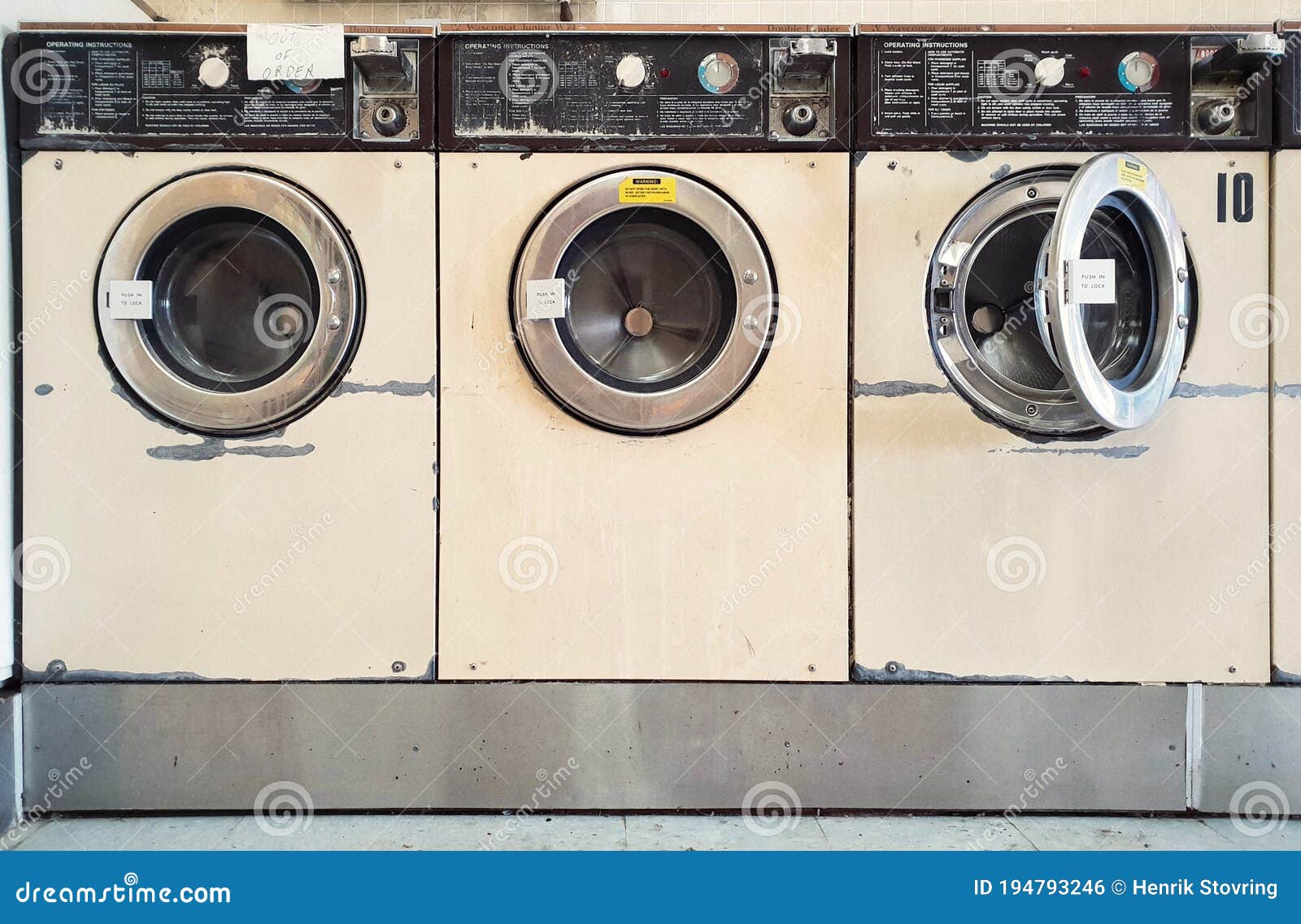 Old laundromats, vintage editorial photo. Image of gadget 194793246