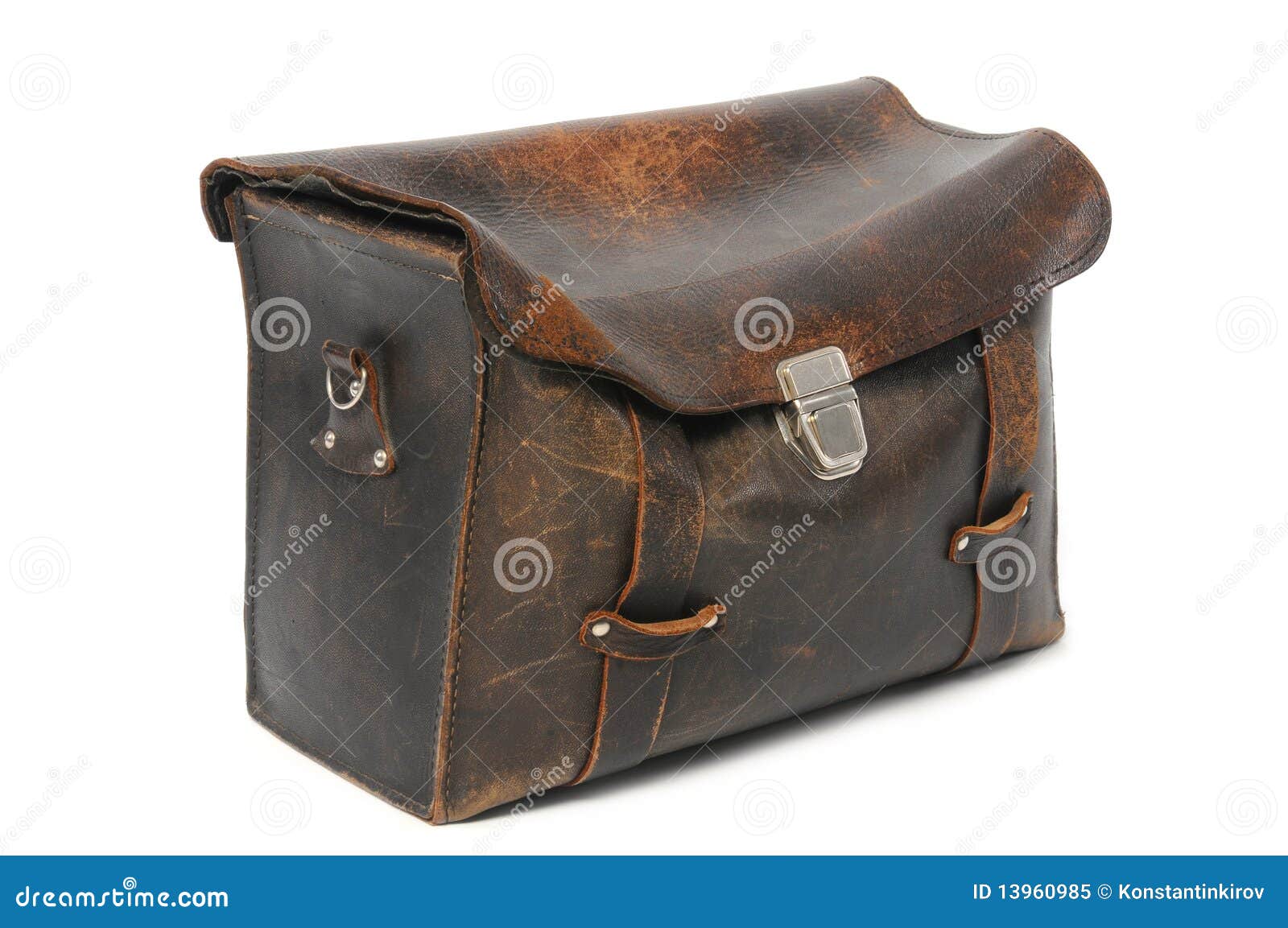 Old leather briefcase stock image. Image of storage, antique 13960985