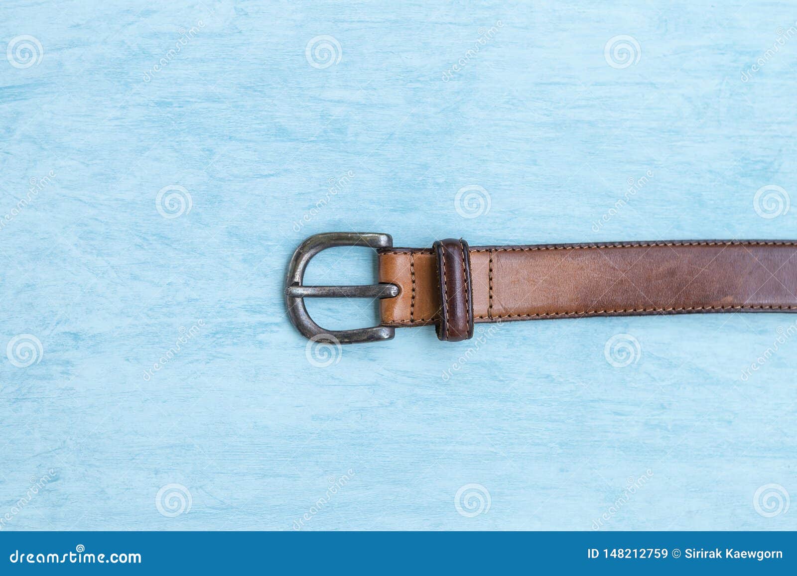 Old Leather Men Belth on Blue Texture Background Stock Image - Image of ...