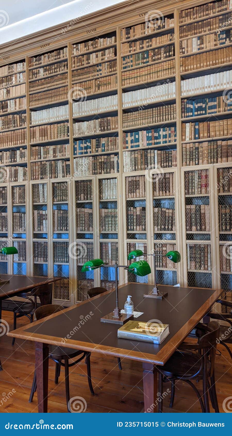 Old Library with Green Lamps in Lisboa Stock Image Image of reading