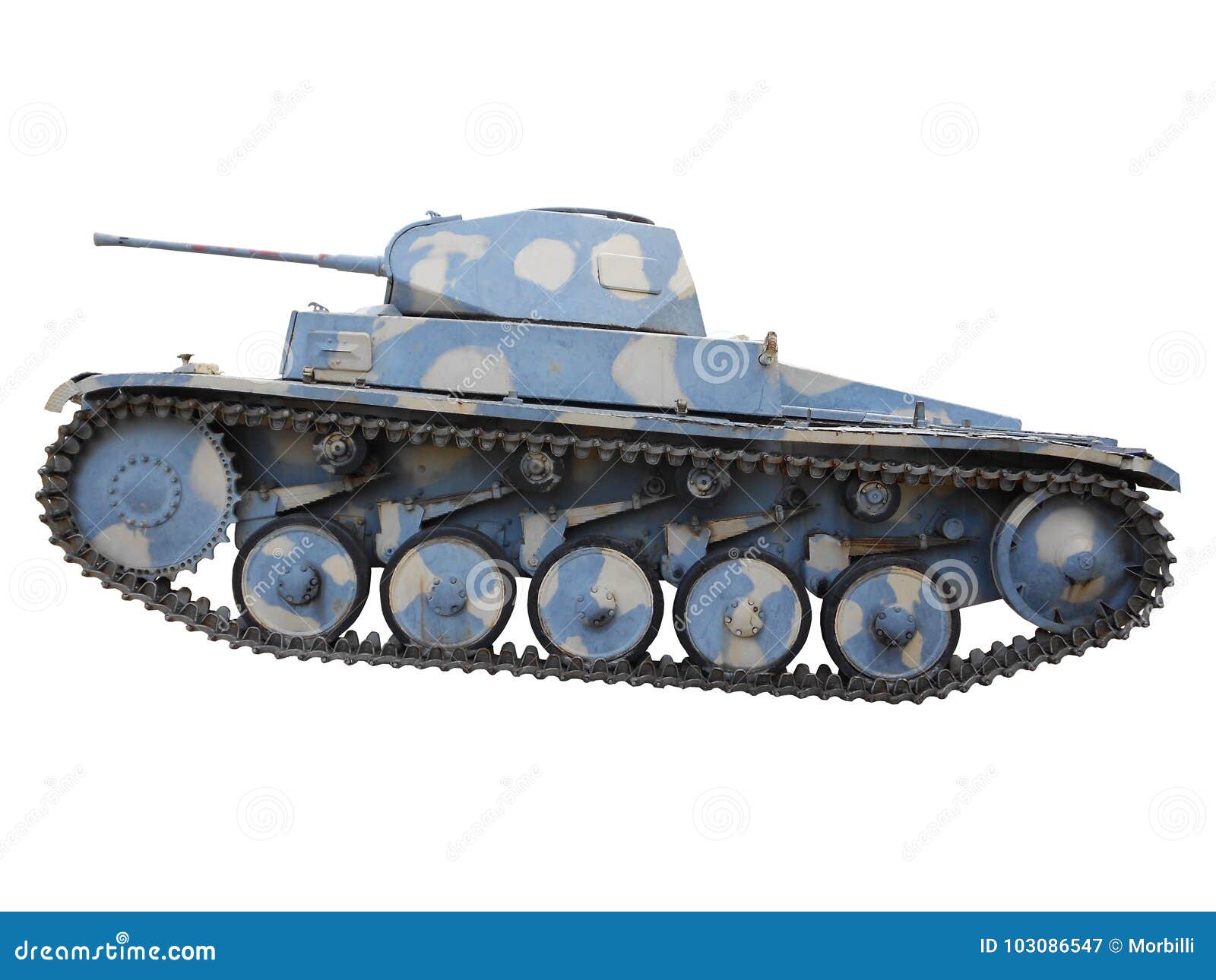 old light tank  on white, side view