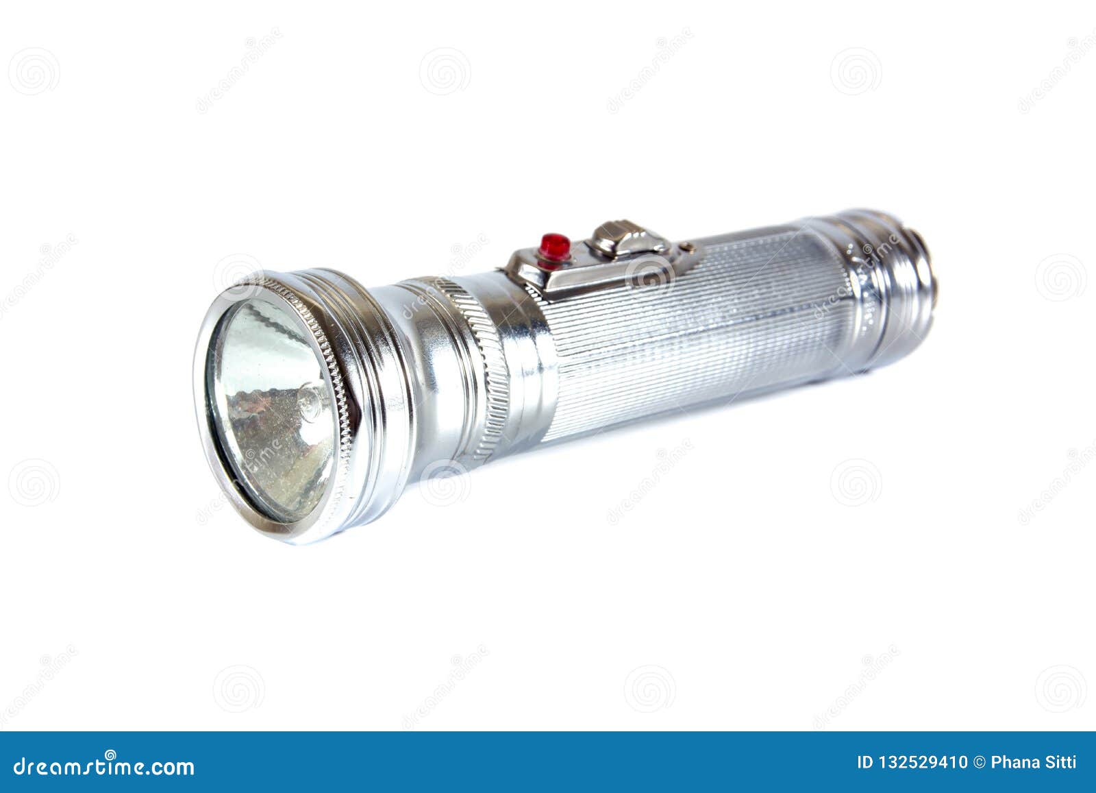Old Lighting Flashlight Isolated on White Background Stock Photo