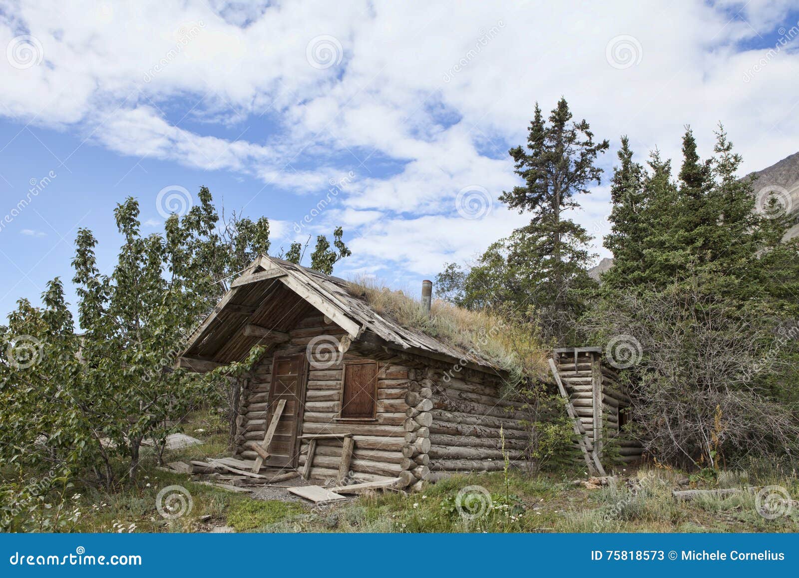 Old Log Cabin in the Yukon stock image. Image of territory 75818573