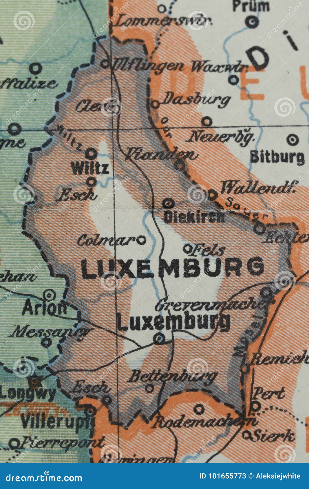Old Luxembourg World War 1915 Year Map Stock Image Image of culture