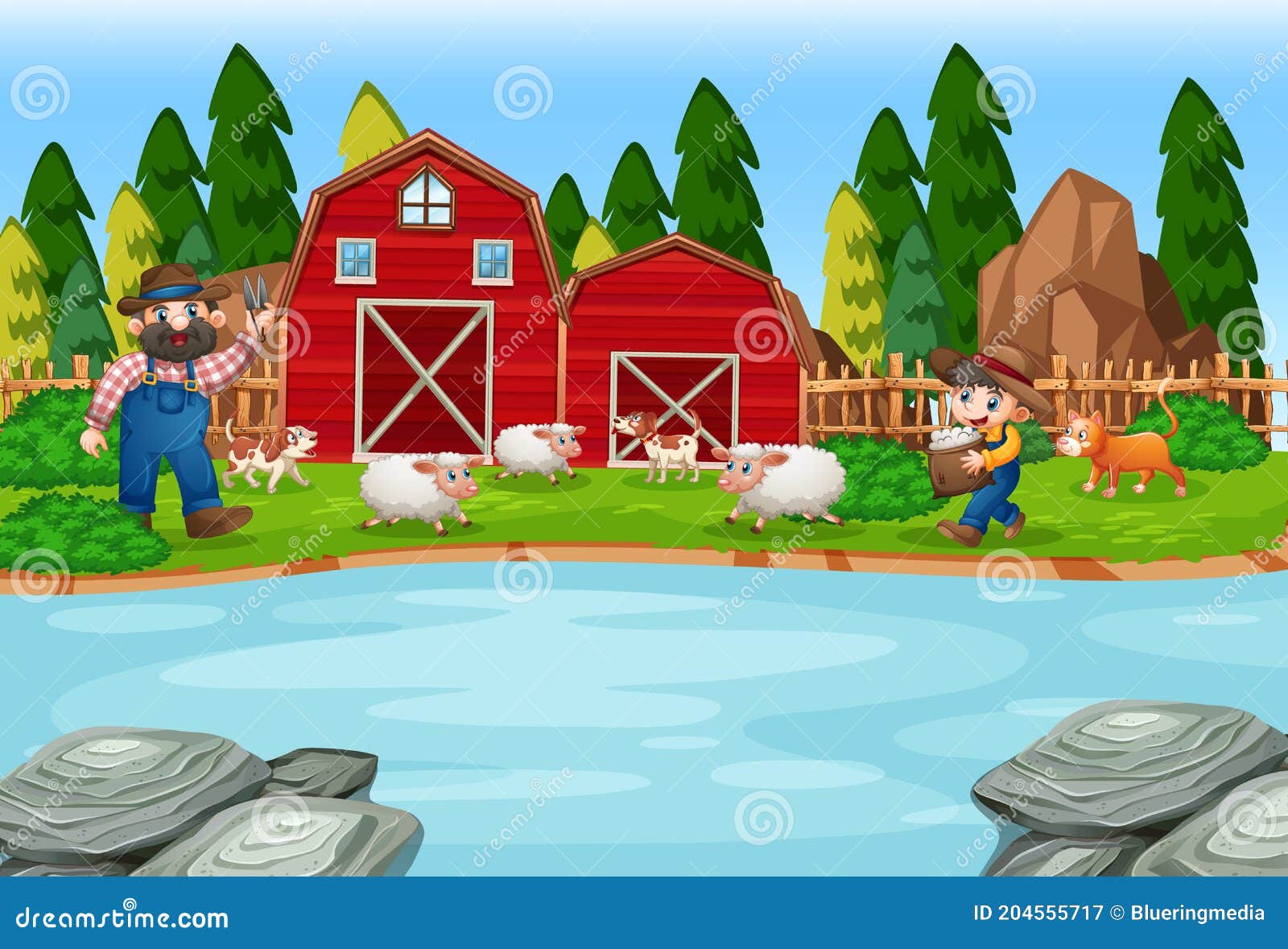 Old MacDonald in a Farm Nursery Rhymes Scene Stock Vector - Illustration of  cartoon, nature: 204555717