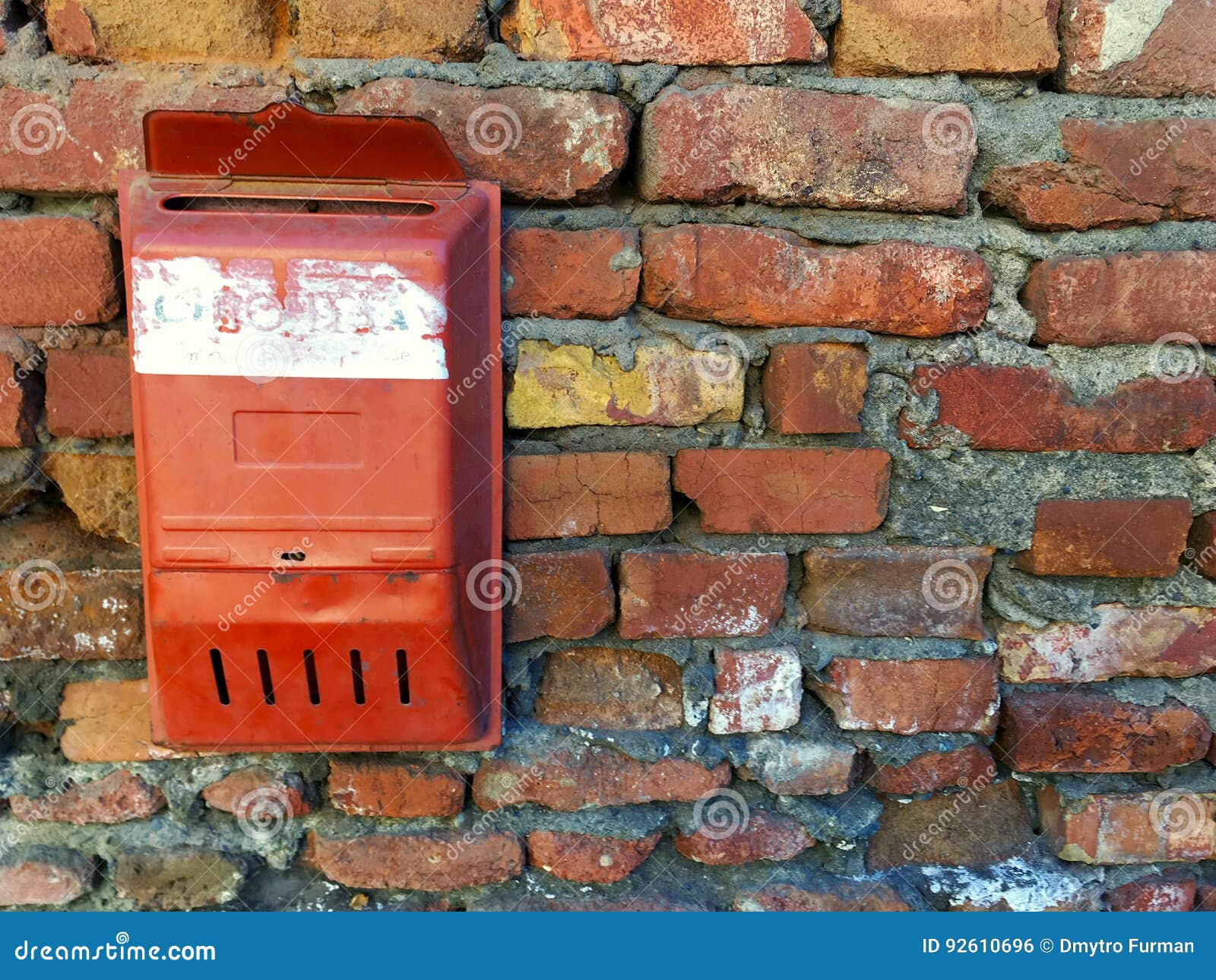 Old Mailbox on a Brick Wall. Stock Photo Image of people, styled