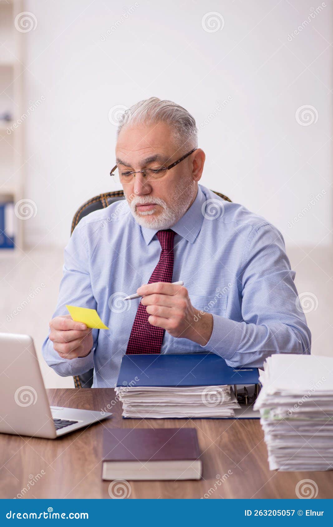 Old Male Boss Working at Workplace Stock Image Image of plan