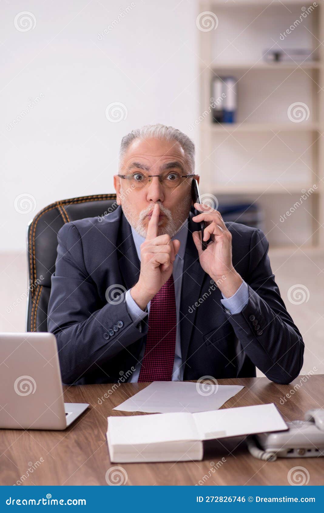 Old Male Boss Working at Workplace Stock Photo Image of employee