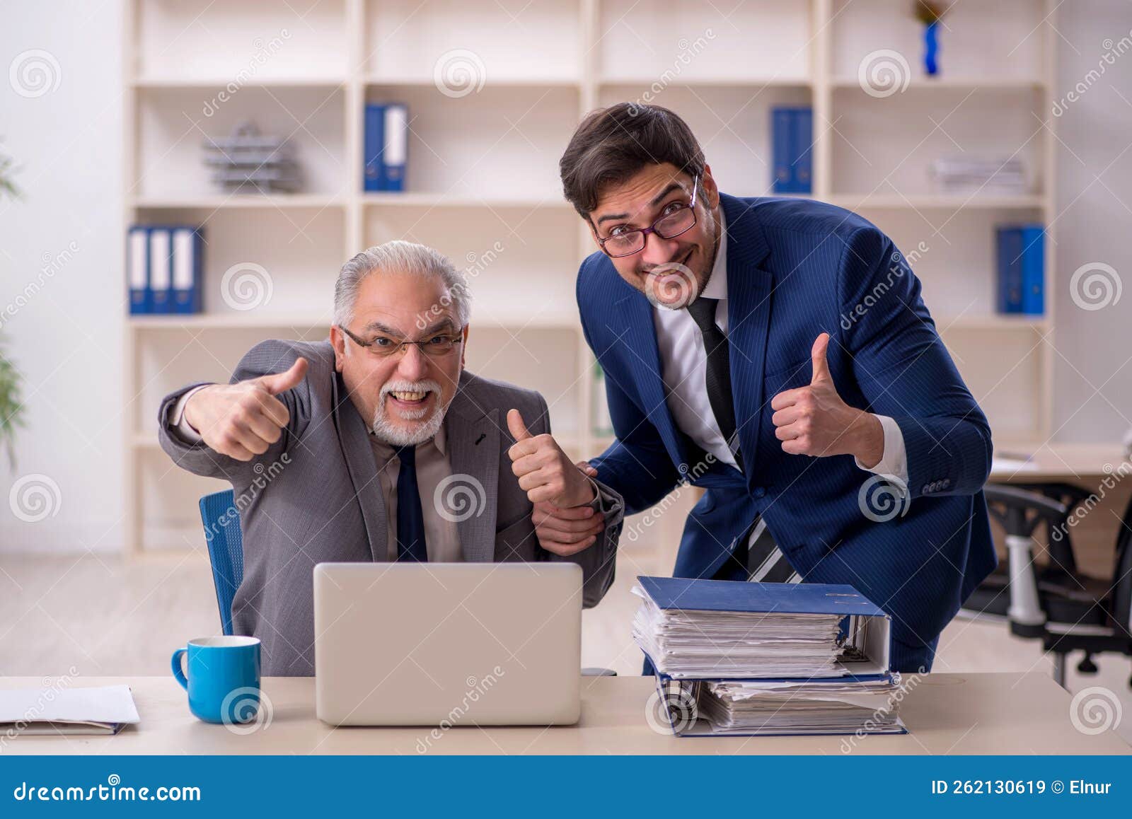 Old Male Boss and Young Male Employee in the Office Stock Image Image
