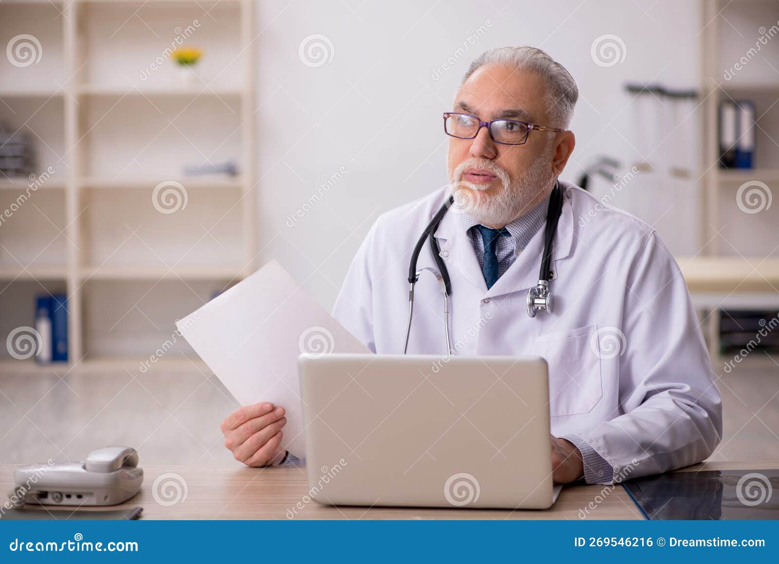 Old Male Doctor in Telemedicine Concept Stock Photo - Image of illness ...