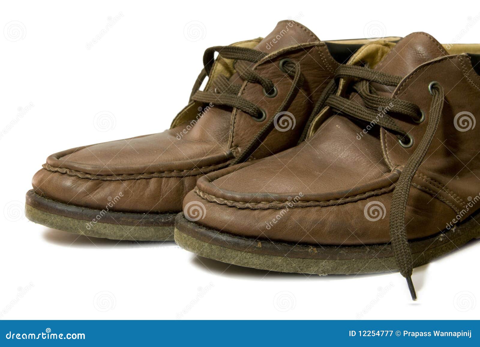 Old Male Half Boot Brown Leather Shoe Stock Image - Image of leather ...