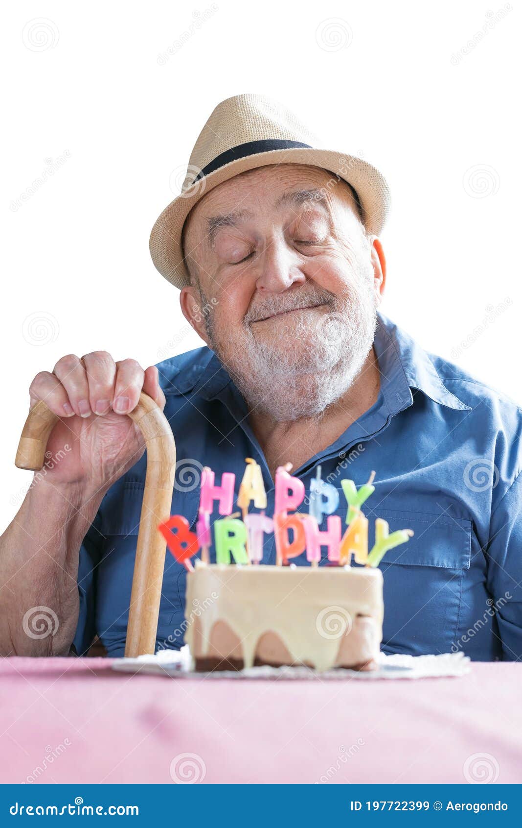 Old Man Celebrating His Birthday Stock Image Image Of Delicious Holding 197722399