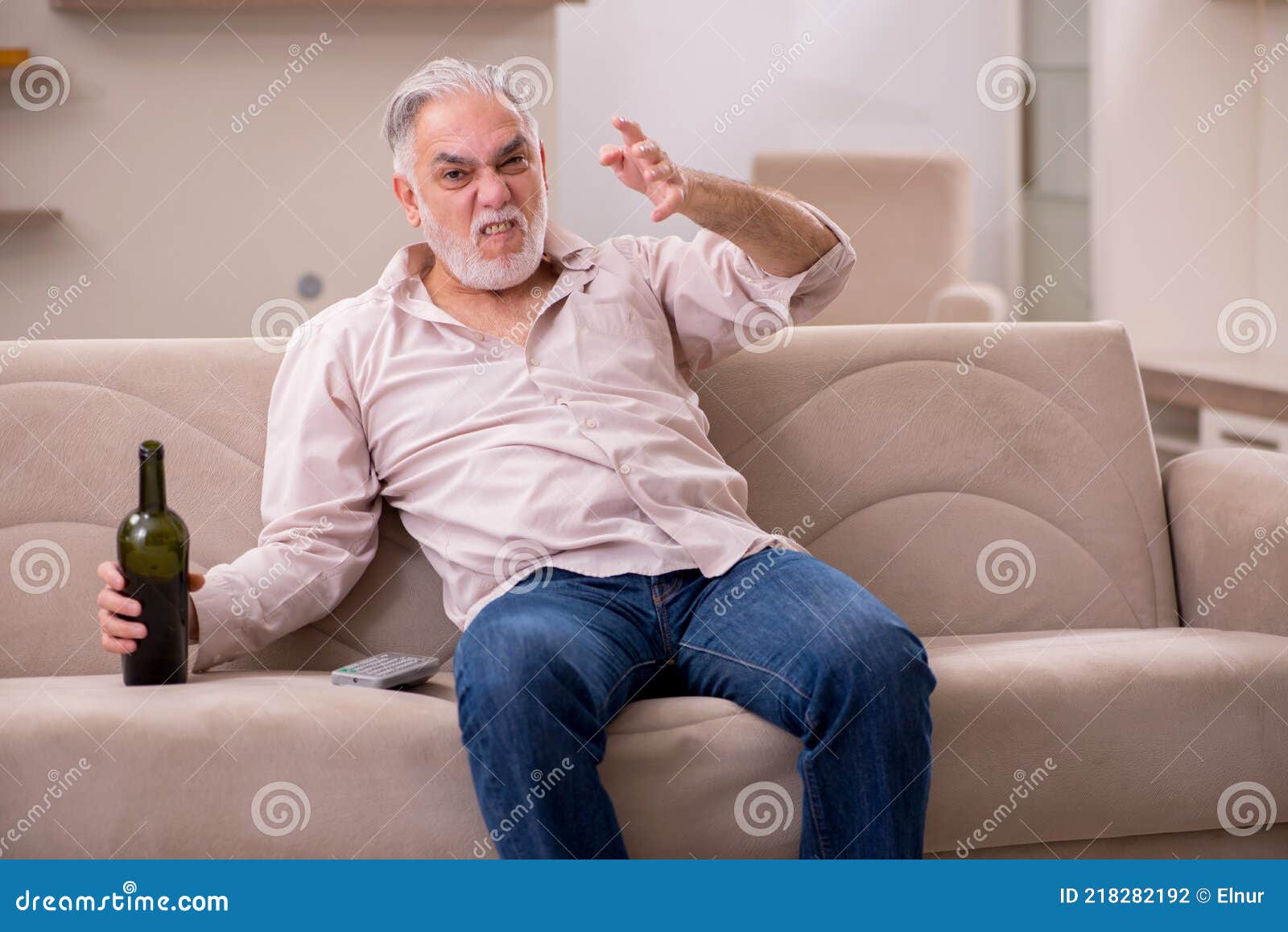 Old Man Drinking Alcohol at Home Stock Photo Image of booze