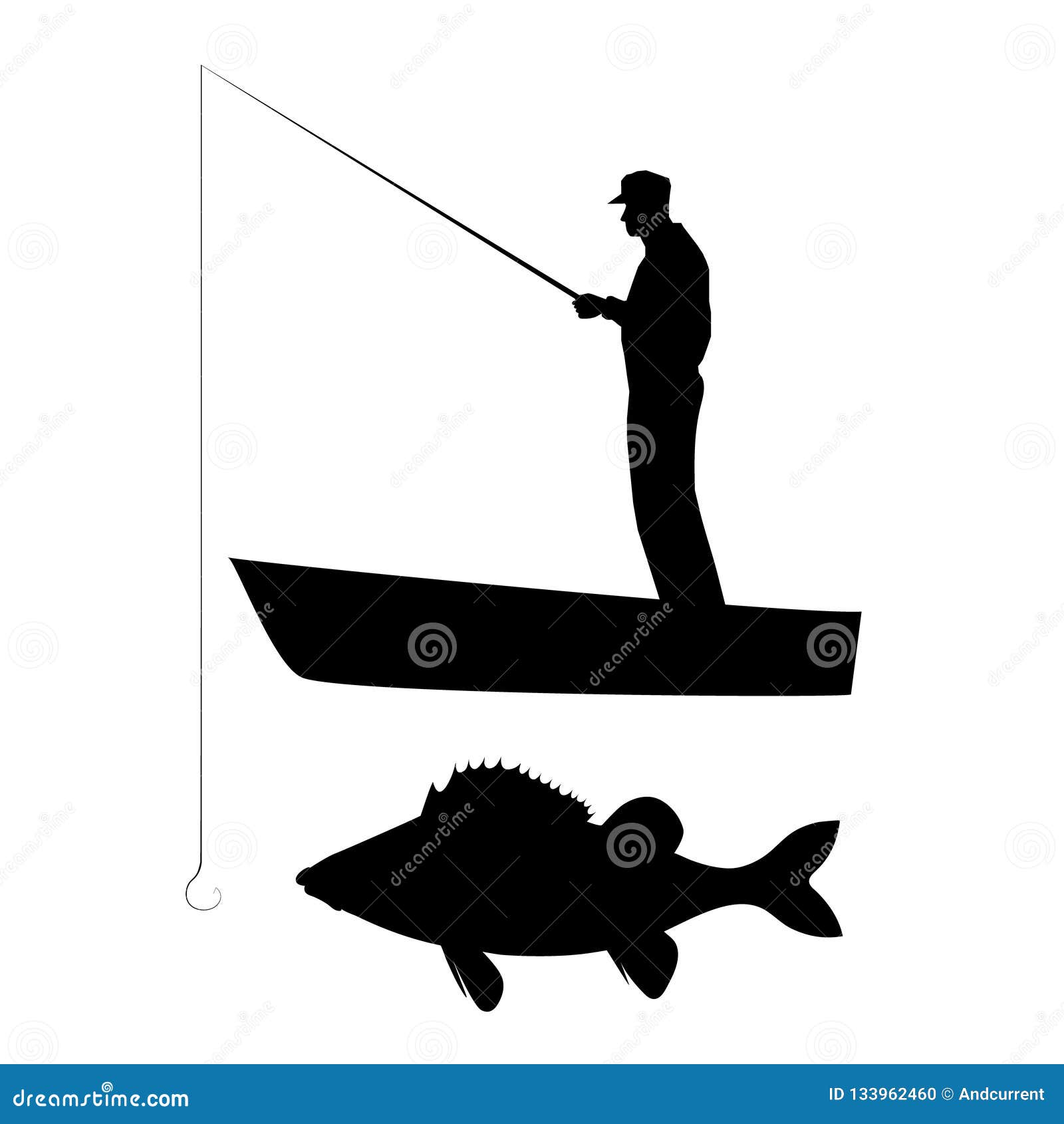 Man Boat Fishing Vector Black Stock Illustrations – 1,172 Man Boat