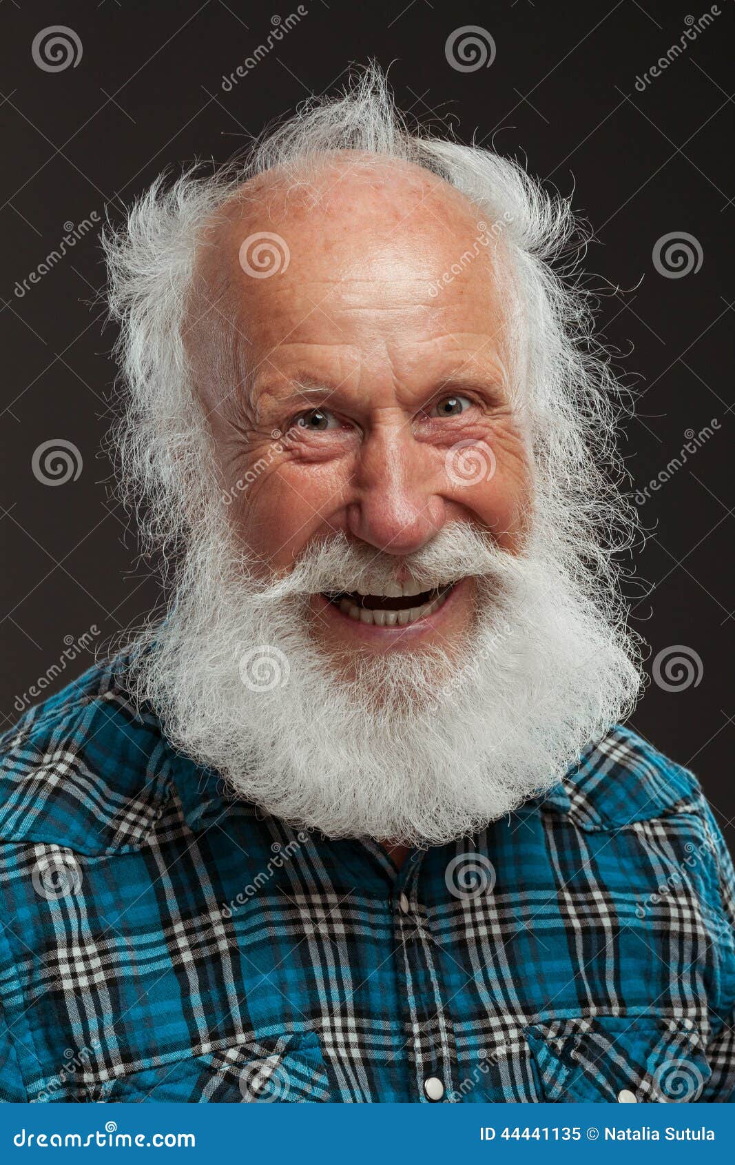 Old Man With A Long Beard Wiith Big Smile Stock Image - Image of