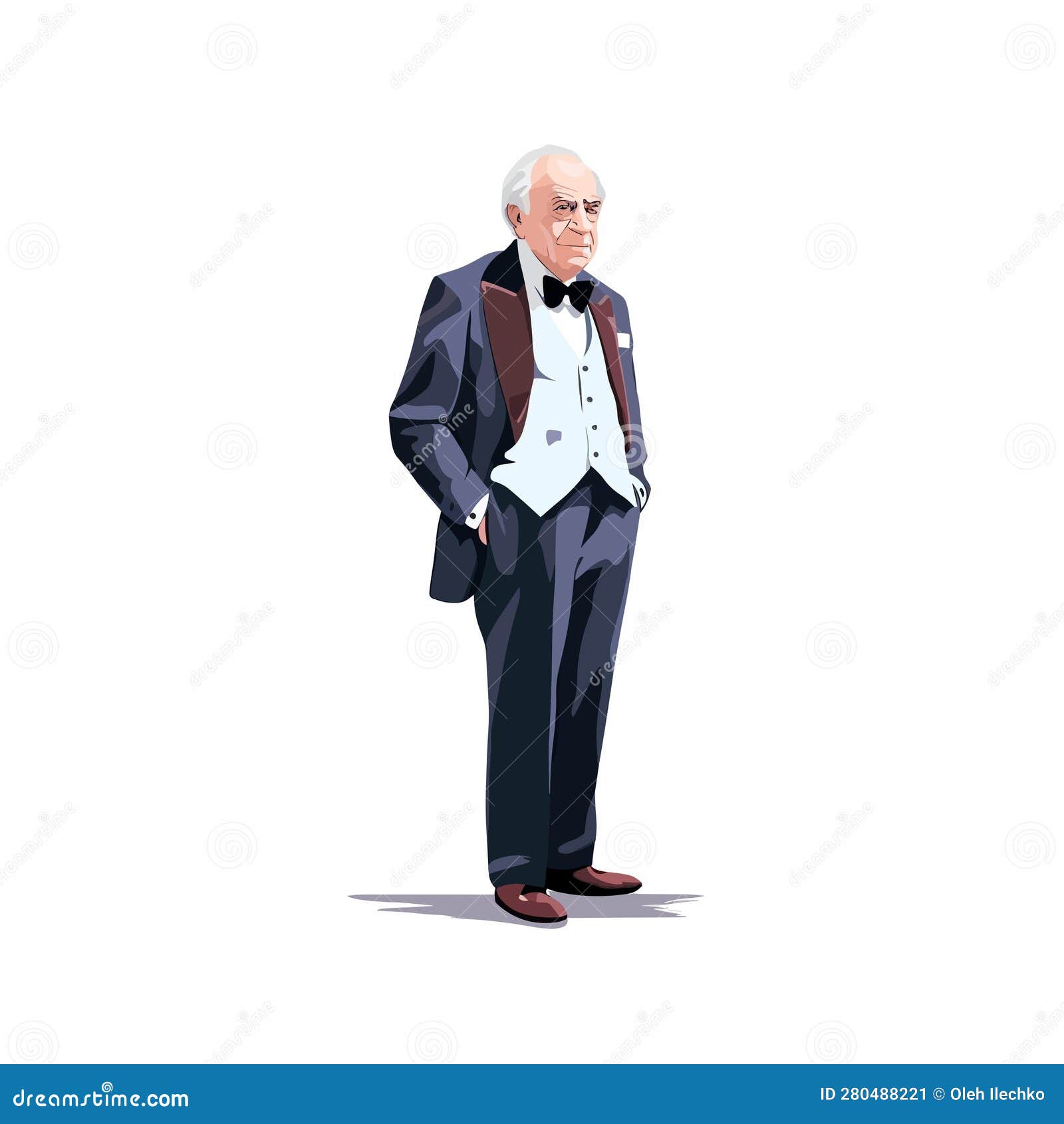 Old Man in a Suit Vector Isolated Illustration Stock Vector