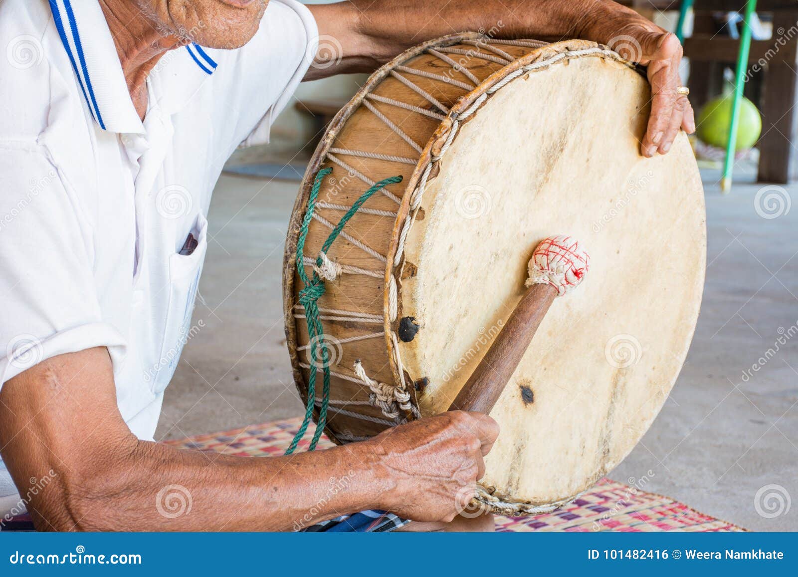 The old man was drumming stock photo. Image of white - 101482416