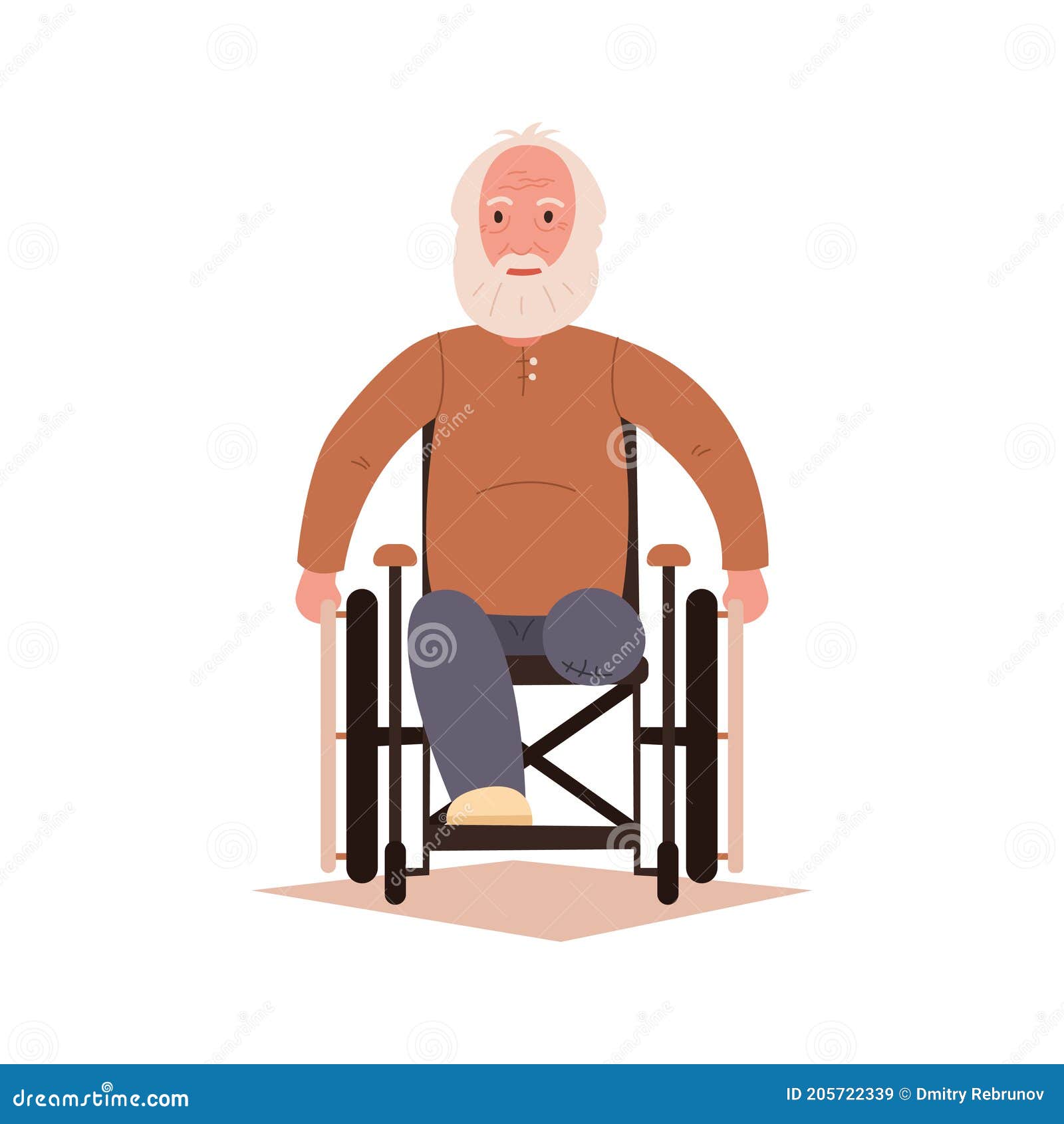 An Old Man in a Wheelchair. Vector Illustration on a White Isolated