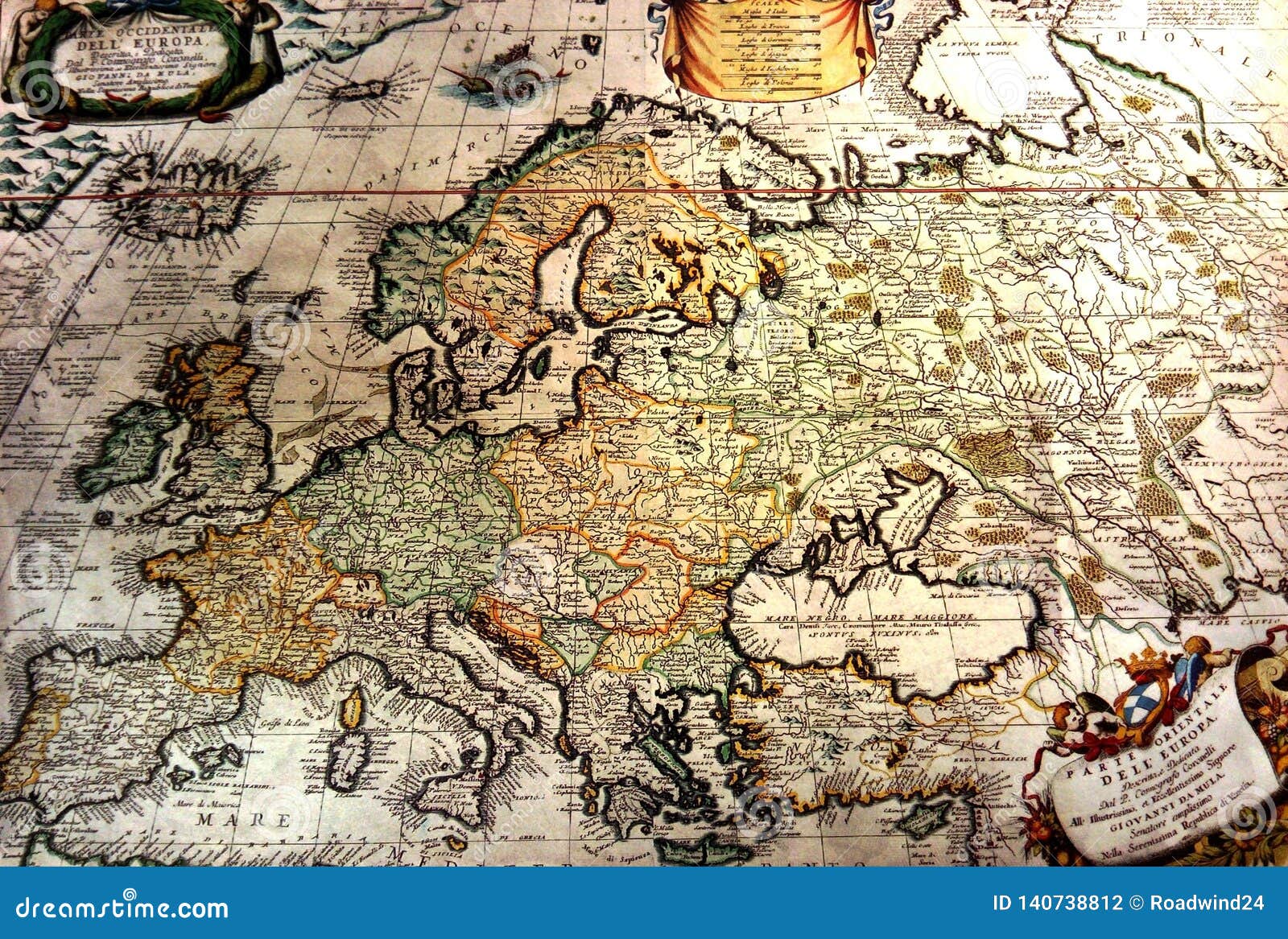 Ancient Map Of Europe Stock Photo Image Of Peninsula 140738812