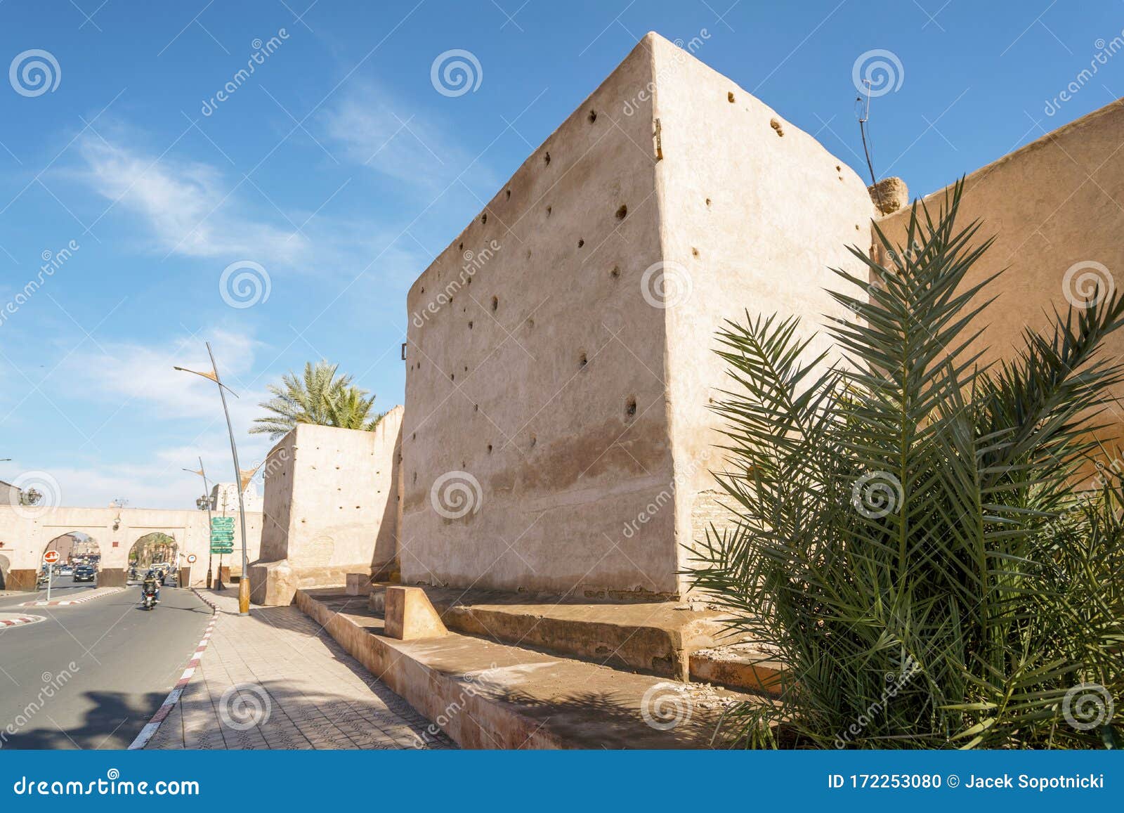 Old Massive Marrakech City Walls Surrounding Old Town Stock Photo
