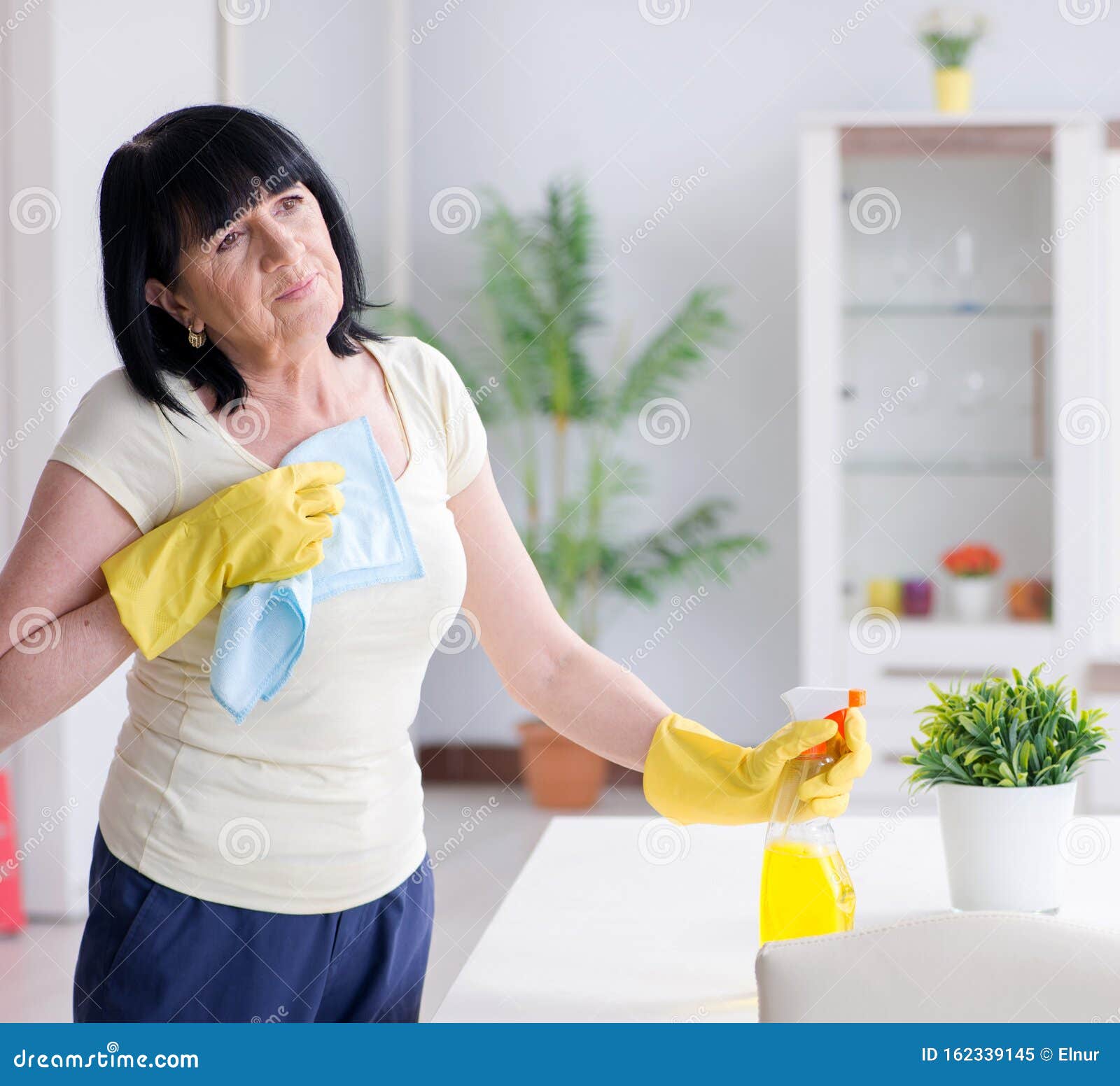 Old Mature Woman Tired After House Chores Stock Image Image Of