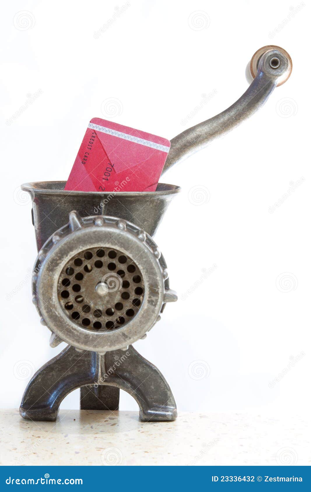 The Old Meat Chopper Destroying a Credit Card Stock Photo Image of
