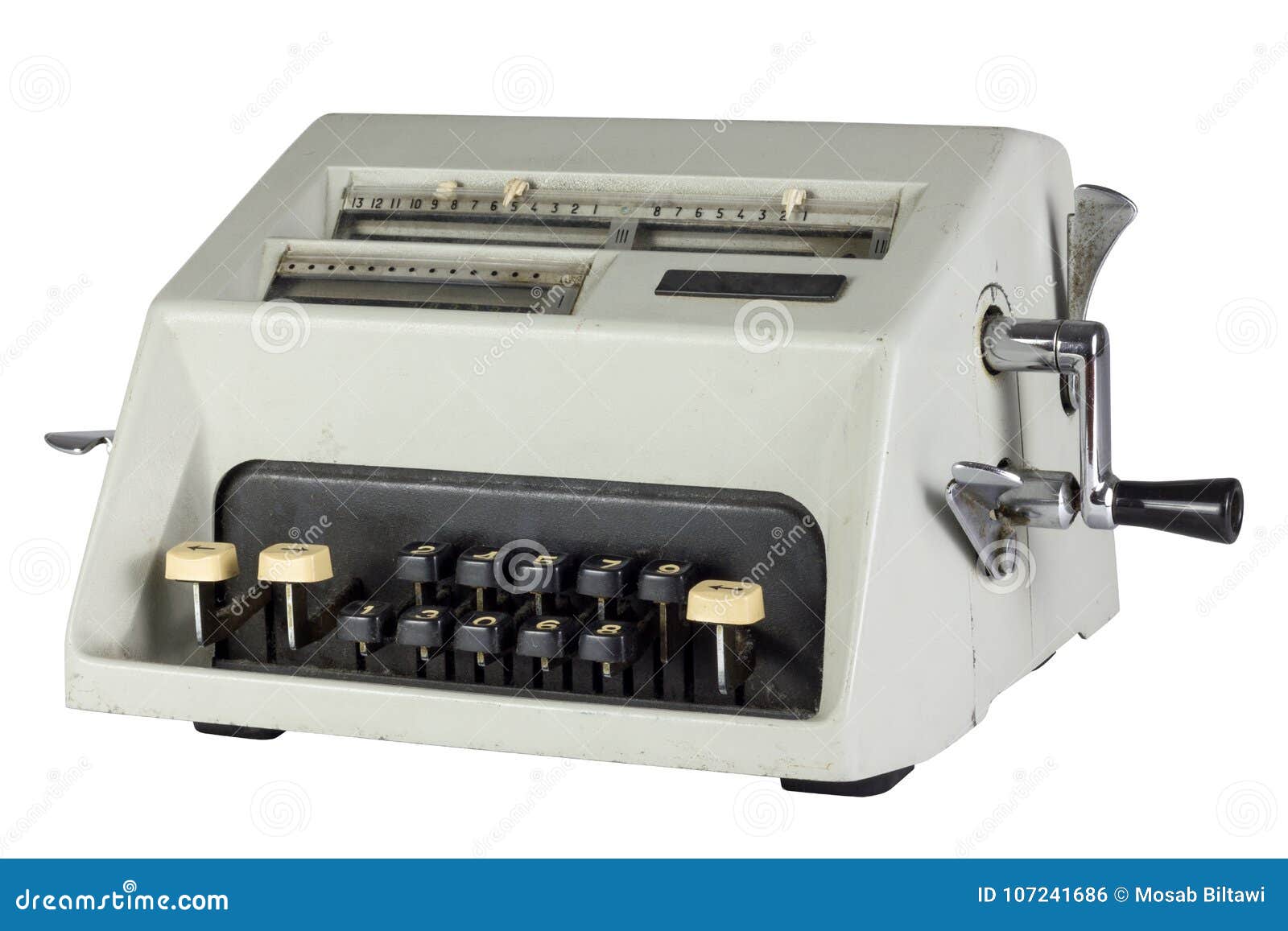 Old Mechanical Calculator Isolated on White Background Stock Photo - Image  of metal, financial: 107241686