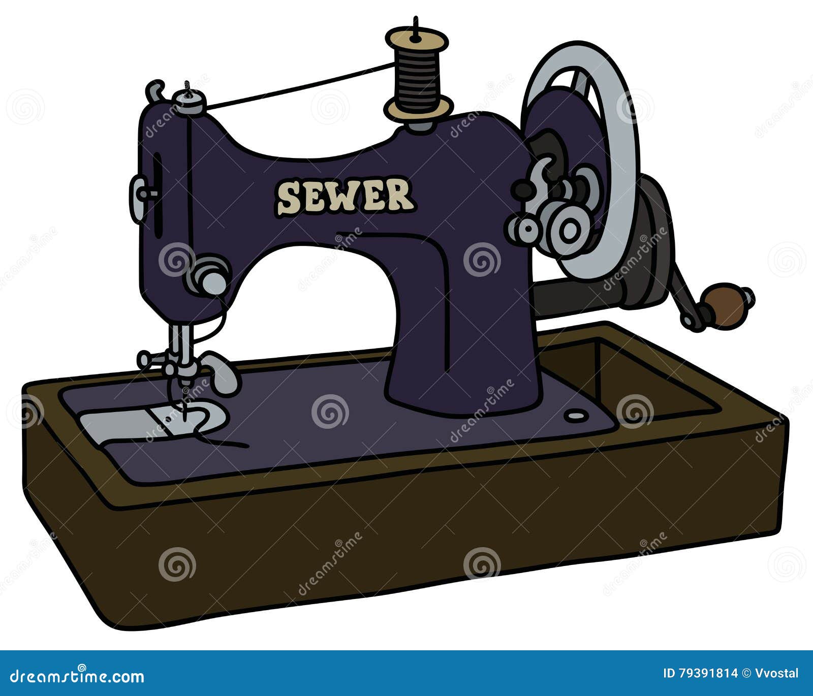 Old Mechanical Sewing Machine Stock Vector Illustration of retro