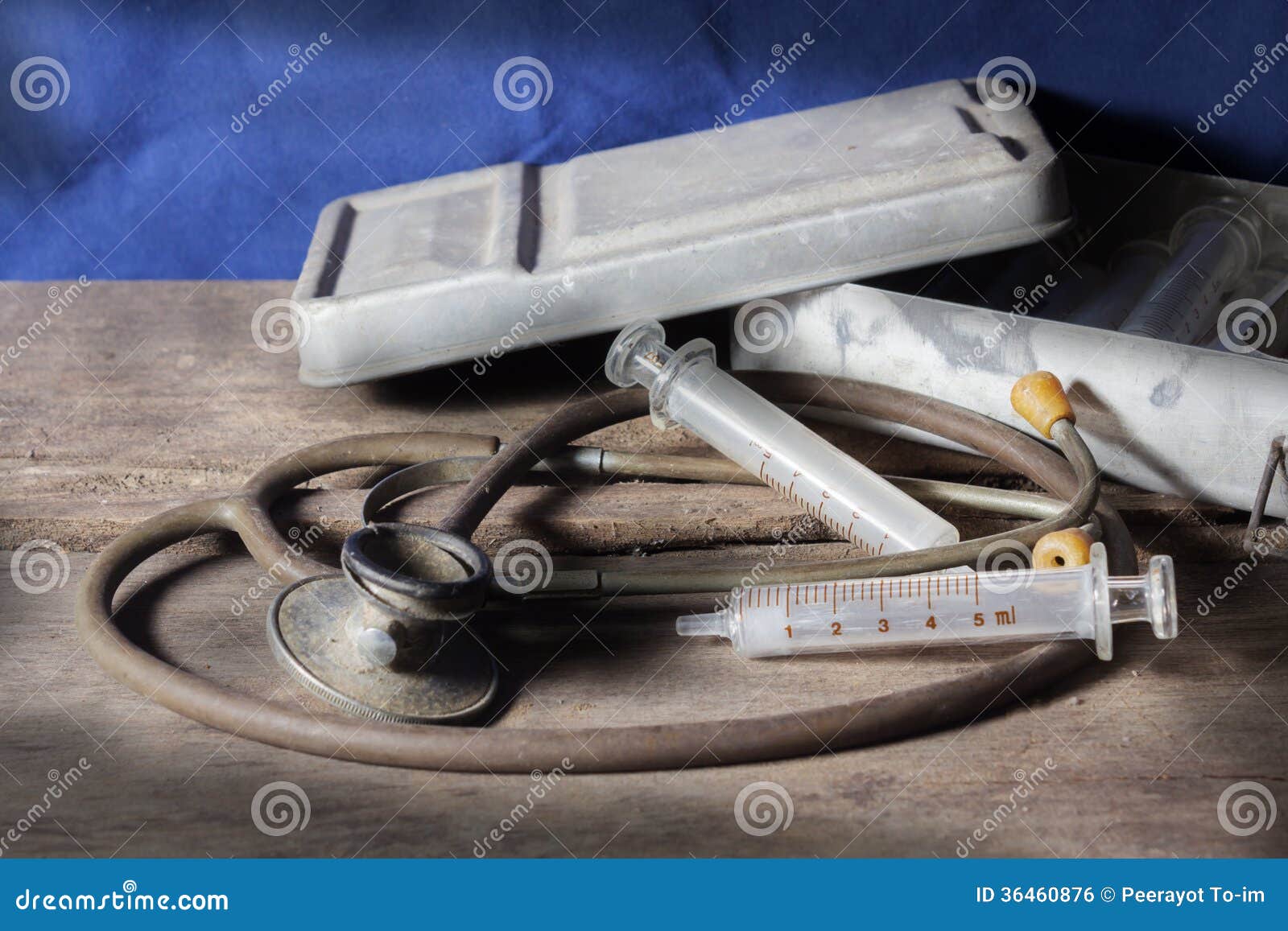 Old Medical Tools,syringe with Stethoscope Stock Photo Image of aged