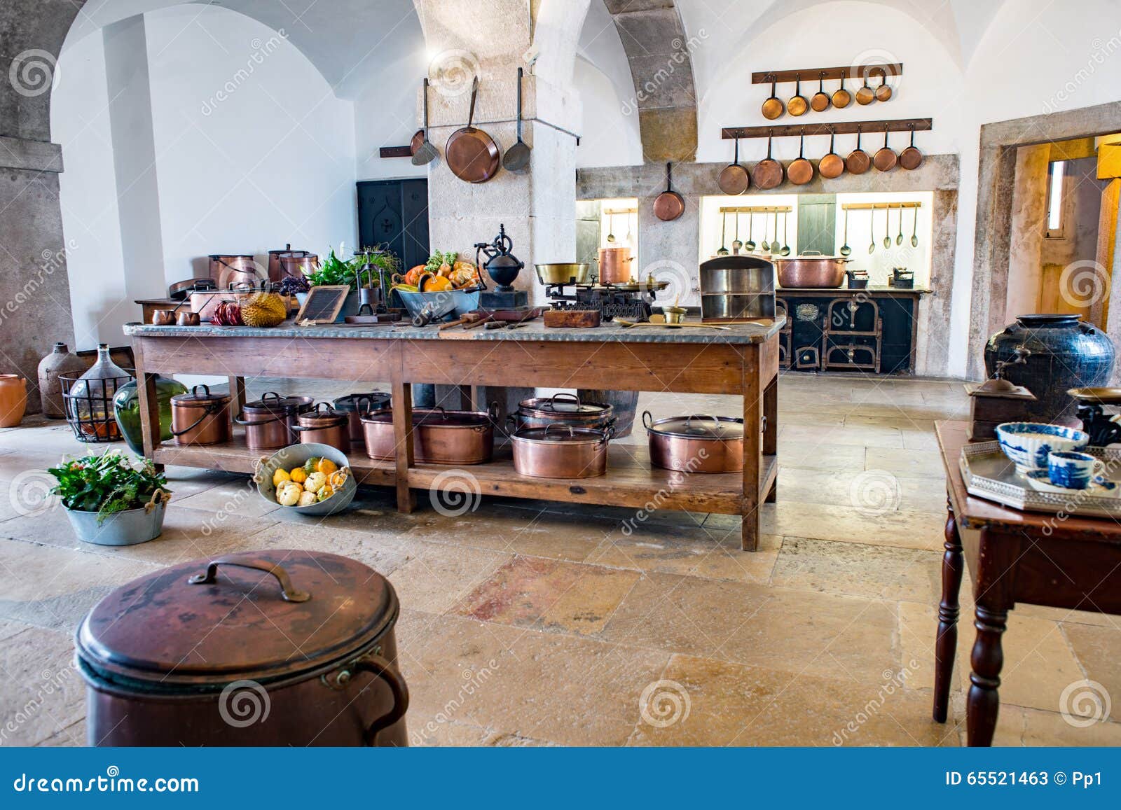 Old Medieval Castle Kitchen Equipment Vintage Pena Palace Stock