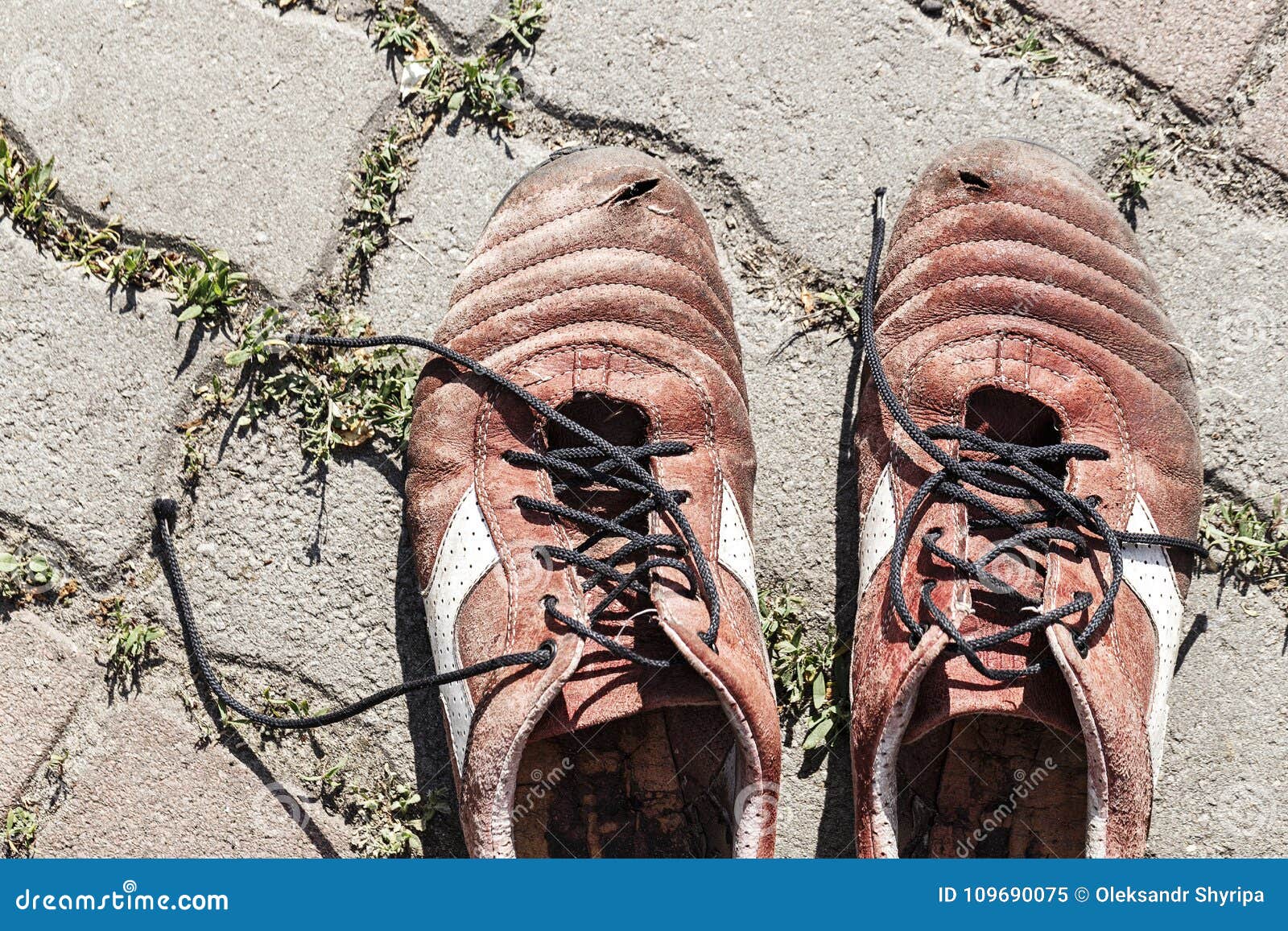 Old Men`s Sneakers Stand On A Stone Background Stock Image - Image of ...