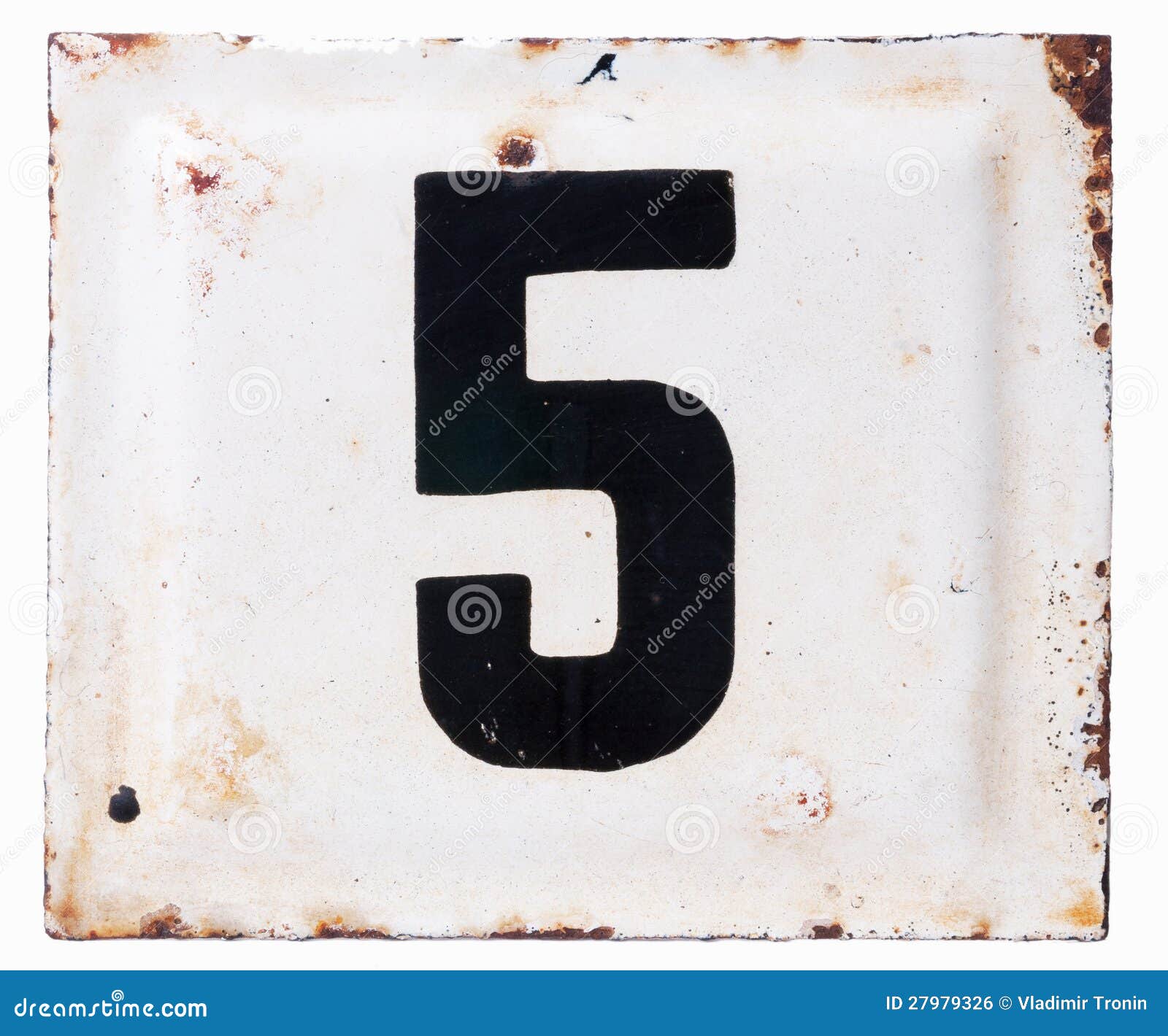 Old Metal Enamel Plate with Number Five Stock Photo Image of material