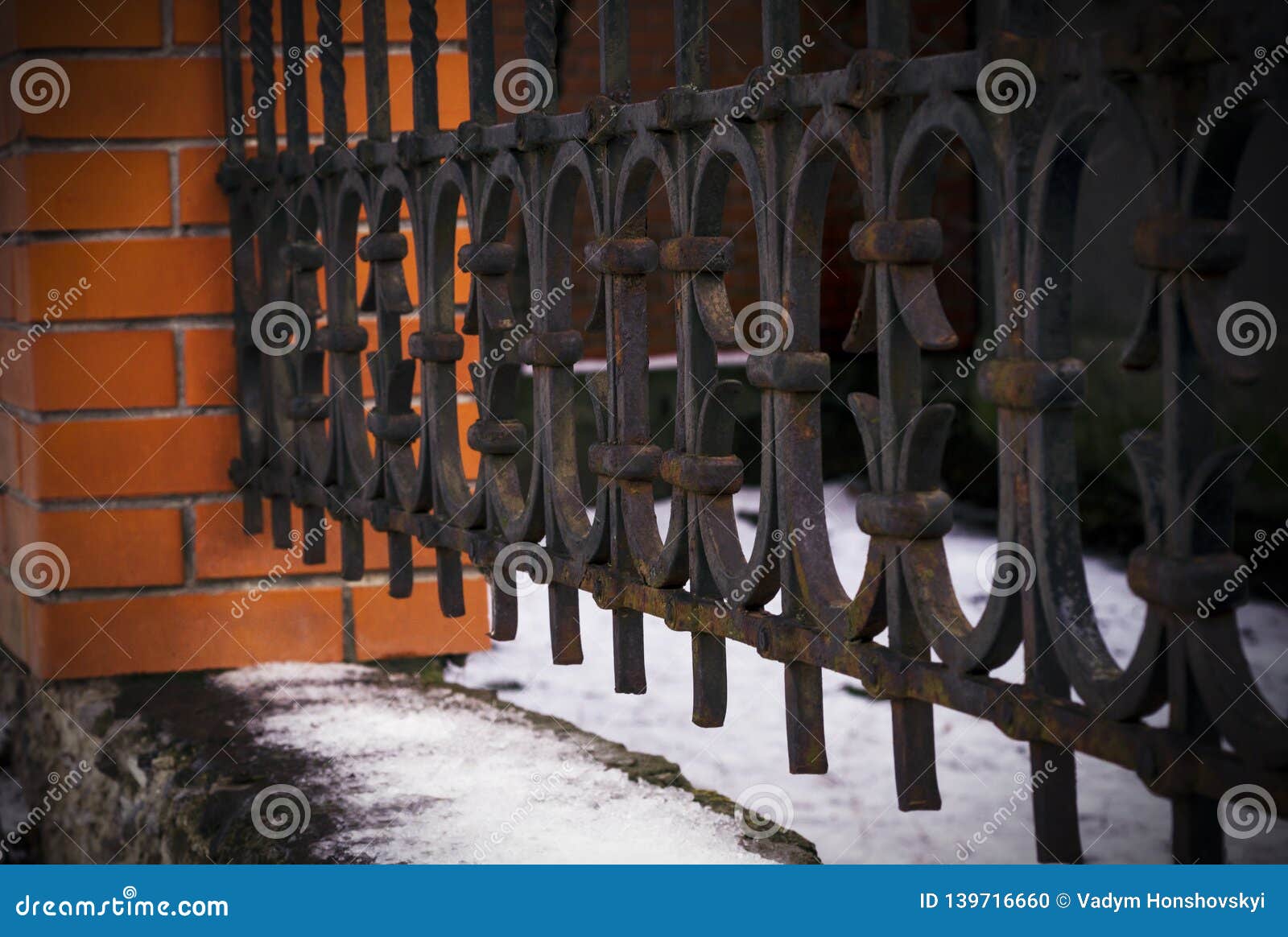 Old Metal Fence with Elements Stock Photo Image of element